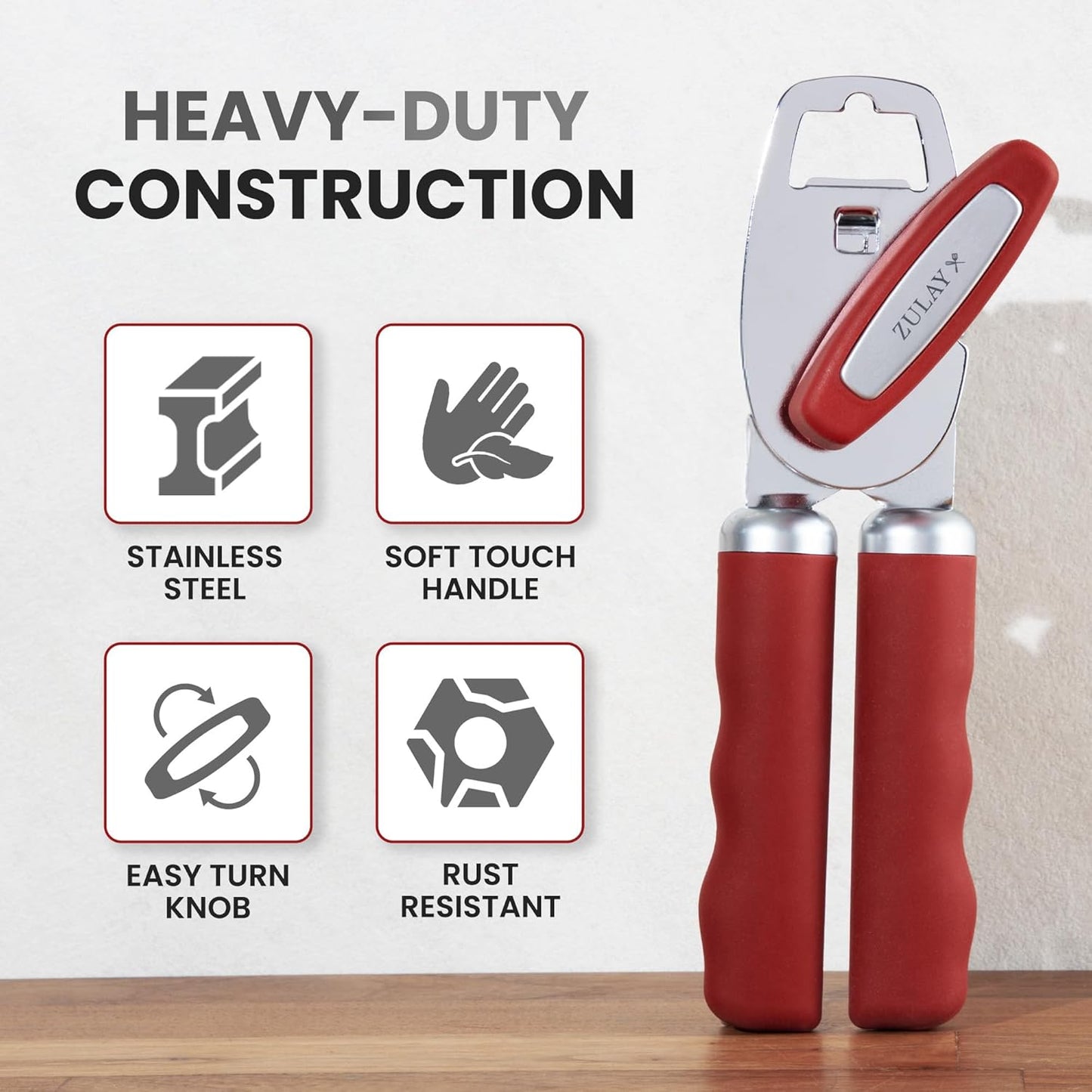 Zulay Kitchen Manual Can Opener with Bottle Opener with Turn Knob