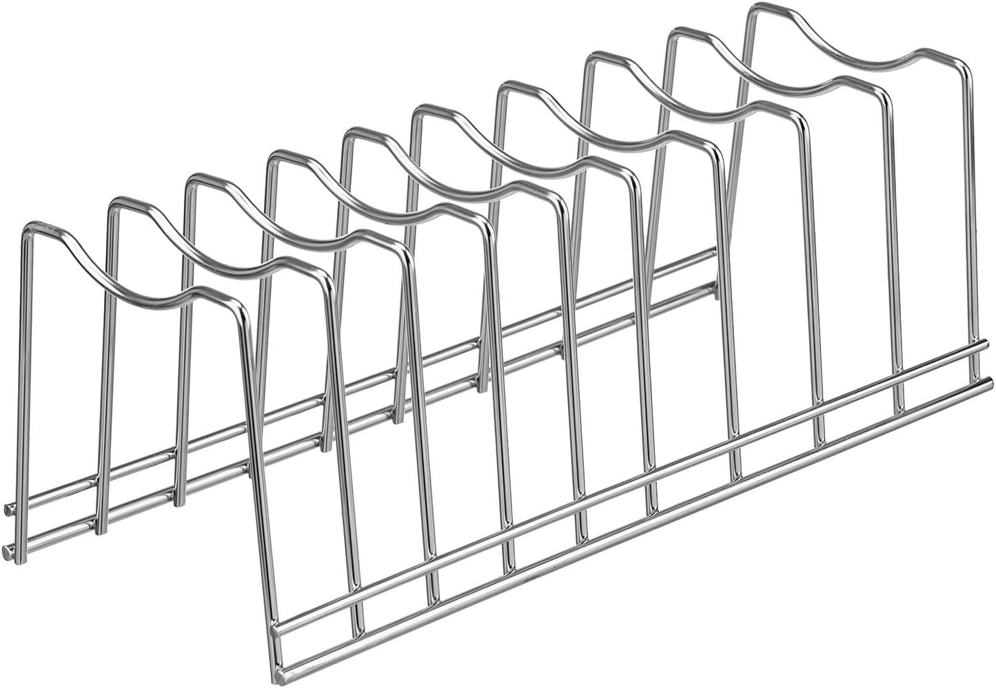 Pot Lid Organizer, Kitchen Pot Lid Rack Holder, Rest Cutting Board, Baking Sheet, Pots & Pans, Serving Trays, Stainless Steel (Silver, 2)
