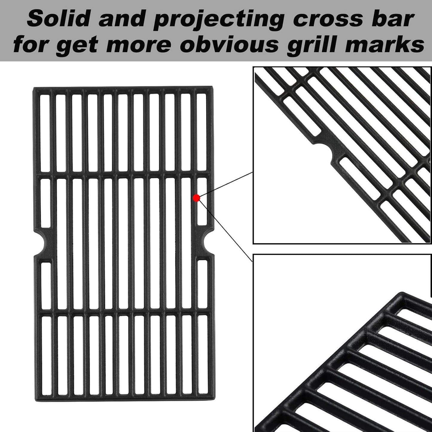 810-1751-S 810-1750-S Grates Replacement Parts for Brinkmann 5 Burner 810-4551-0 Gas Grill Parts Pit Boss PB820PS1 Grates Pit Boss Pro Series 820 820-PS1 Cast Iron Cooking Grids Pit Boss Accessories