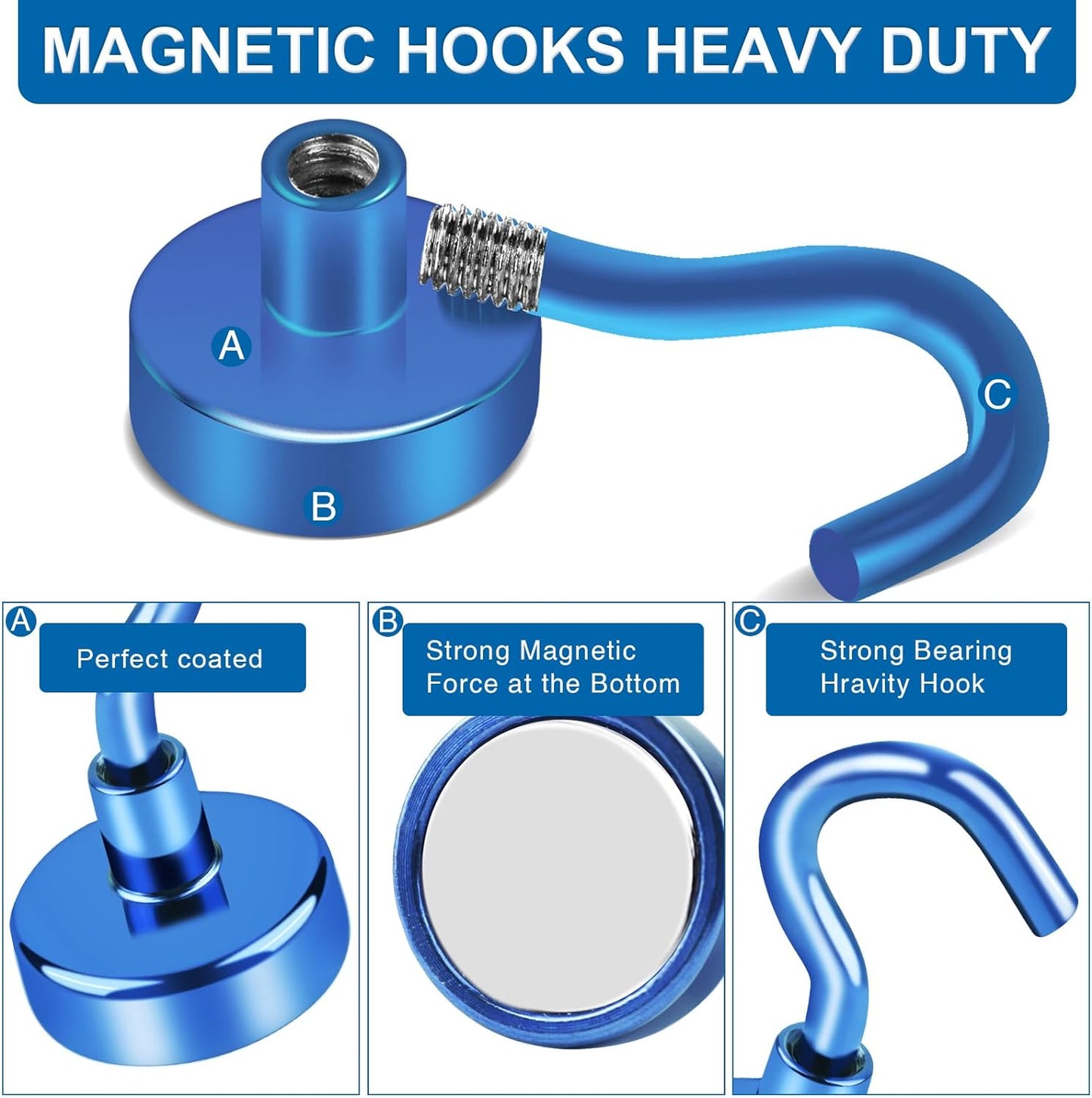 LOVIMAG Magnetic Hooks for Cruise Cabins, Cruise Essentials Must Haves, Cruise Magnets, Magnetic Key Holder, Strong Magnetic Hooks for Hanging, Fridge, Grill -12 Pack
