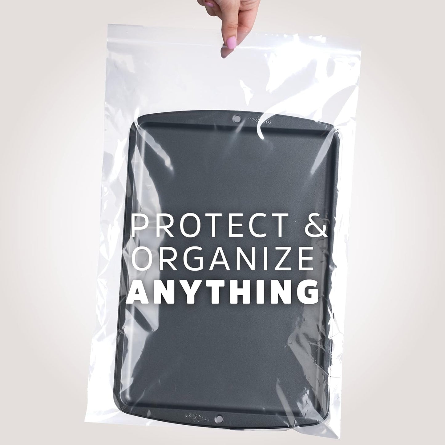 GPI Pack of 500, 14" X 20" Clear Plastic Reclosable Zip Bags - Bulk 2 Mil Thick Strong & Durable Poly Baggies with Resealable Zip Top Lock for Travel, Storage, Packaging & Shipping