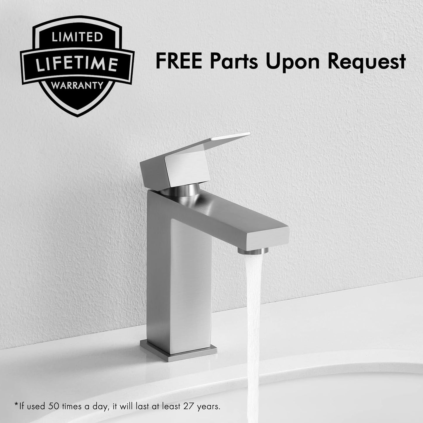 KES Bathroom Faucet Single Hole & Bathroom Sink Drain with Overflow, cUPC Certified Vanity Faucet Brushed Stainless Steel, L3156ALFF12-BS-C1