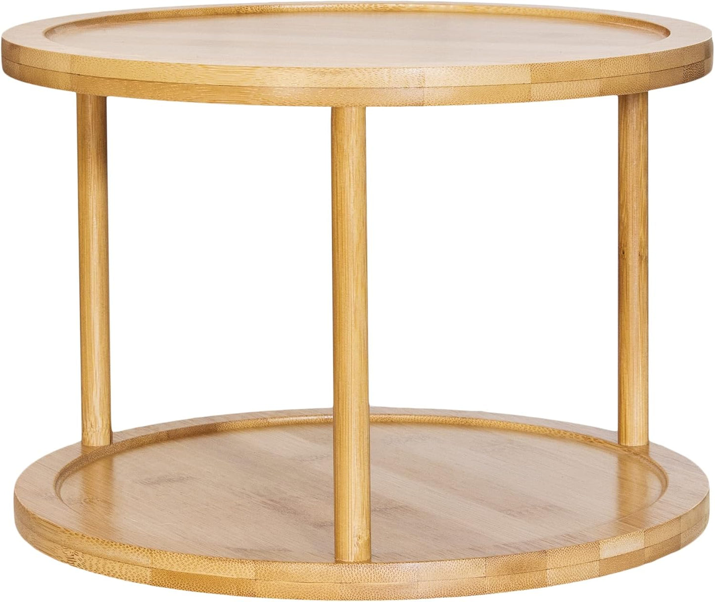 TB Home Two-Tier Bamboo Wood Lazy Susan Organizer Kitchen Turntable for Cabinet, Table or Pantry Organization