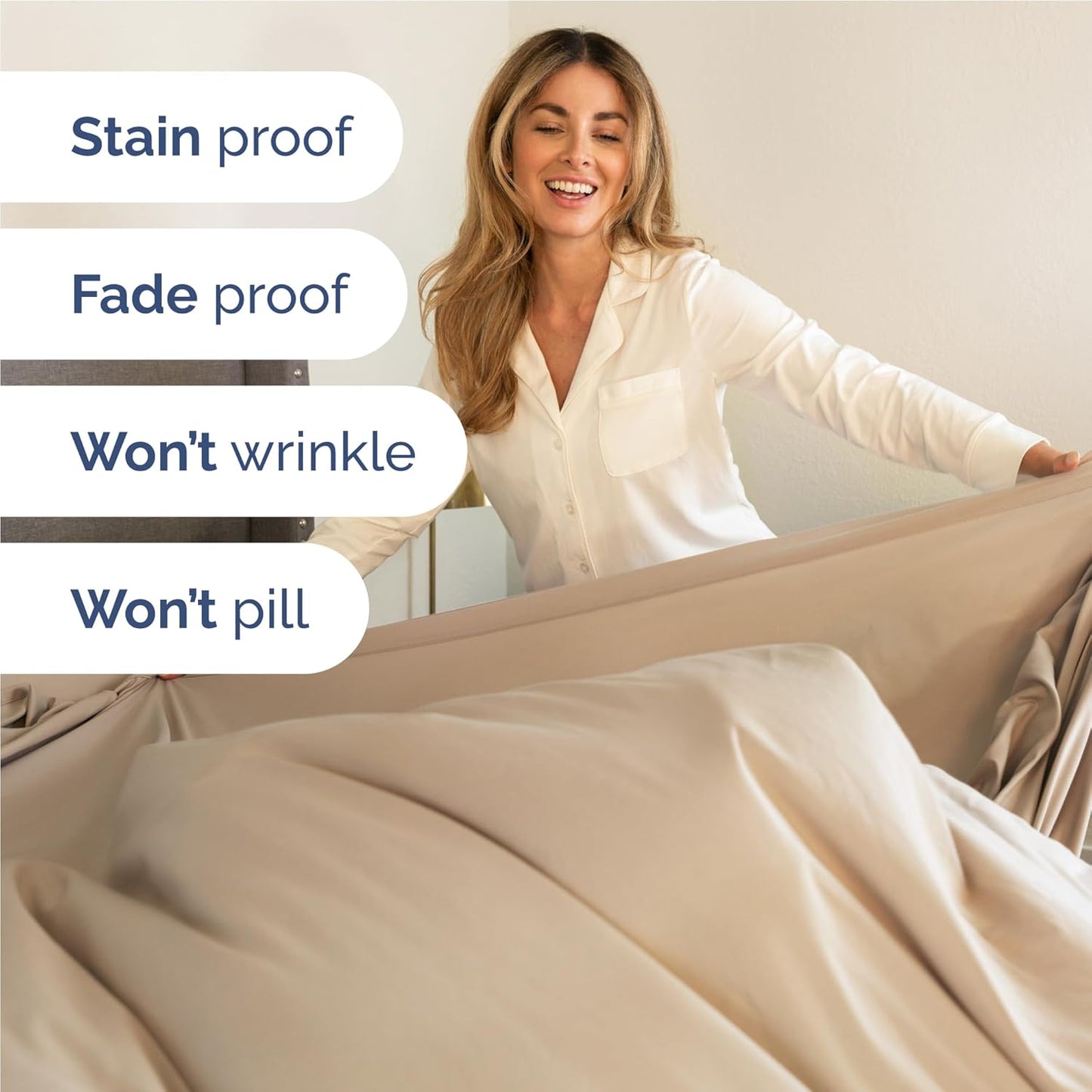 Full Size 4 Piece Sheet Set - Comfy Breathable & Cooling Bed Sheets Set - Hotel Luxury Bedding for Women, Men, Kids, Teens, Boys & Girls - Deep Pockets, Ultra-Soft and Wrinkle Free - Oeko-Tex - Cream