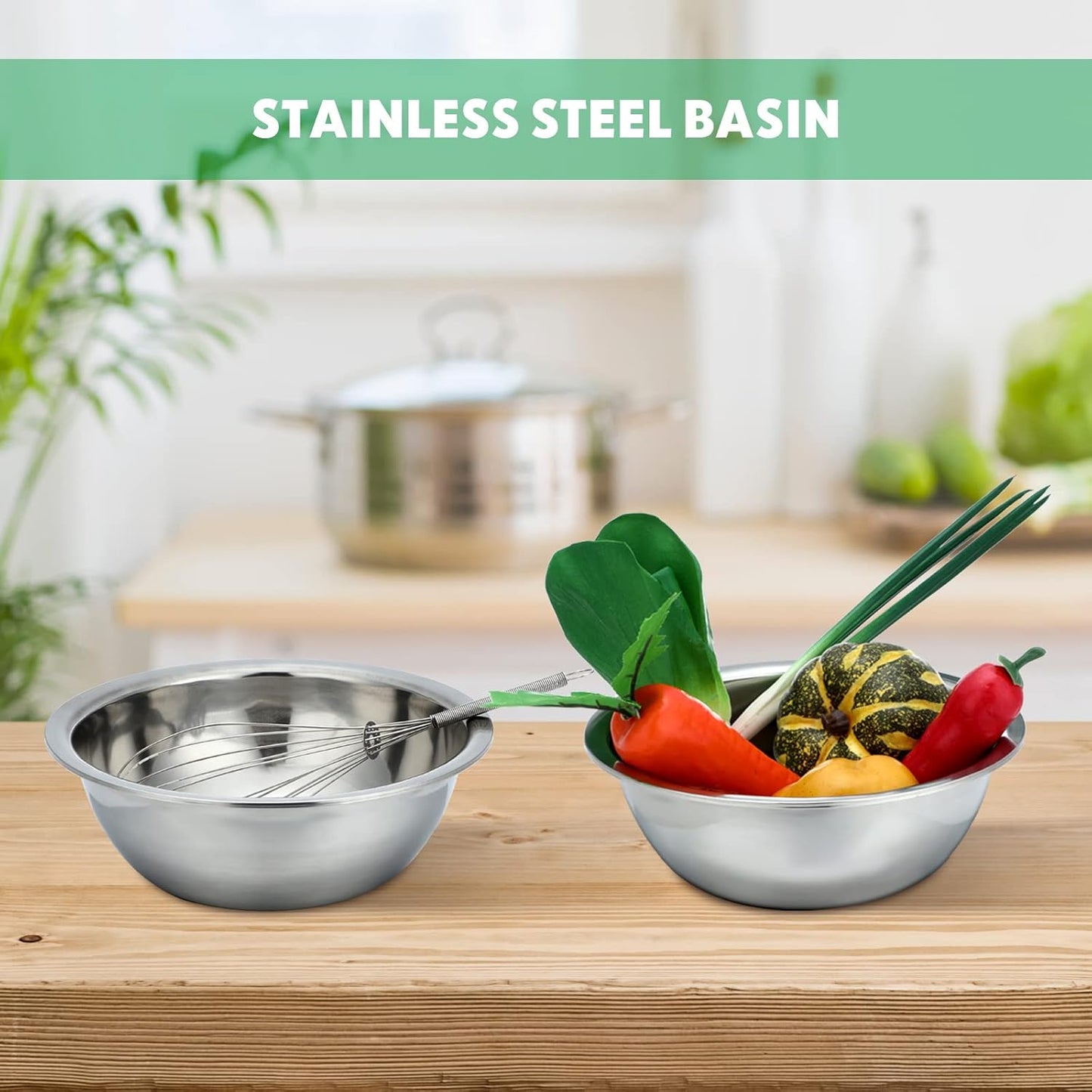 Pinkunn Set of 12 Stainless Steel Mixing Bowls, Nesting Metal Prep Salad Bowl Bulk Kitchen Large Reusable Baking Food Container for Hotel Restaurant Home Cooking, Silver(8.66 x 3 Inch)