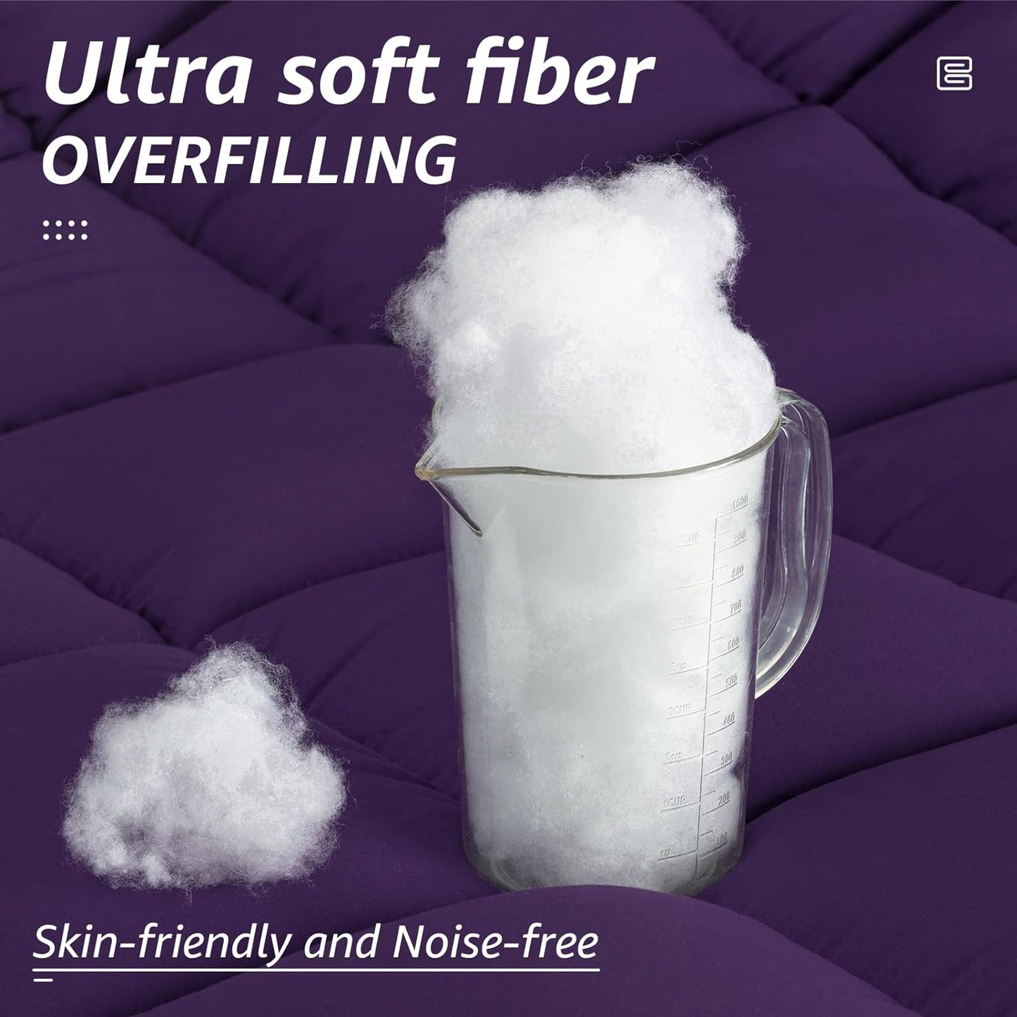 HYLEORY All Season King Size Bed Comforter - Cooling Down Alternative Quilted Duvet Insert with Corner Tabs - Winter Warm - Machine Washable - Purple