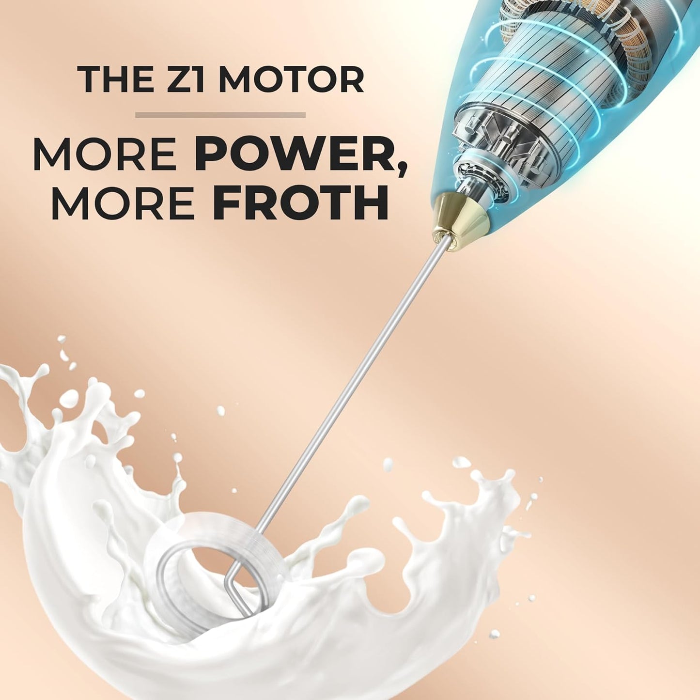 Zulay Kitchen Powerful Milk Frother Wand With 4 AA Duracell Batteries - Ultra Fast Handheld Drink Mixer - Electric Whisk Foam Maker for Coffee, Lattes, Cappuccino, Matcha & Creamer -