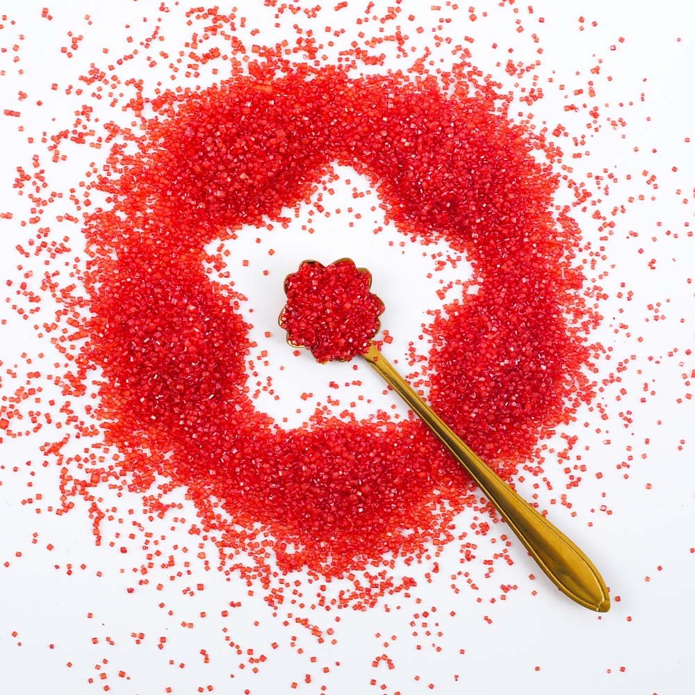Kasvan Red Sanding Sugar Sprinkles - Edible Sugar Crystals, Baking Cake Decorations, Ice Cream Toppings cupcake Decorating, Wedding Party Chirstmas Supplies, 85g/3.2oz