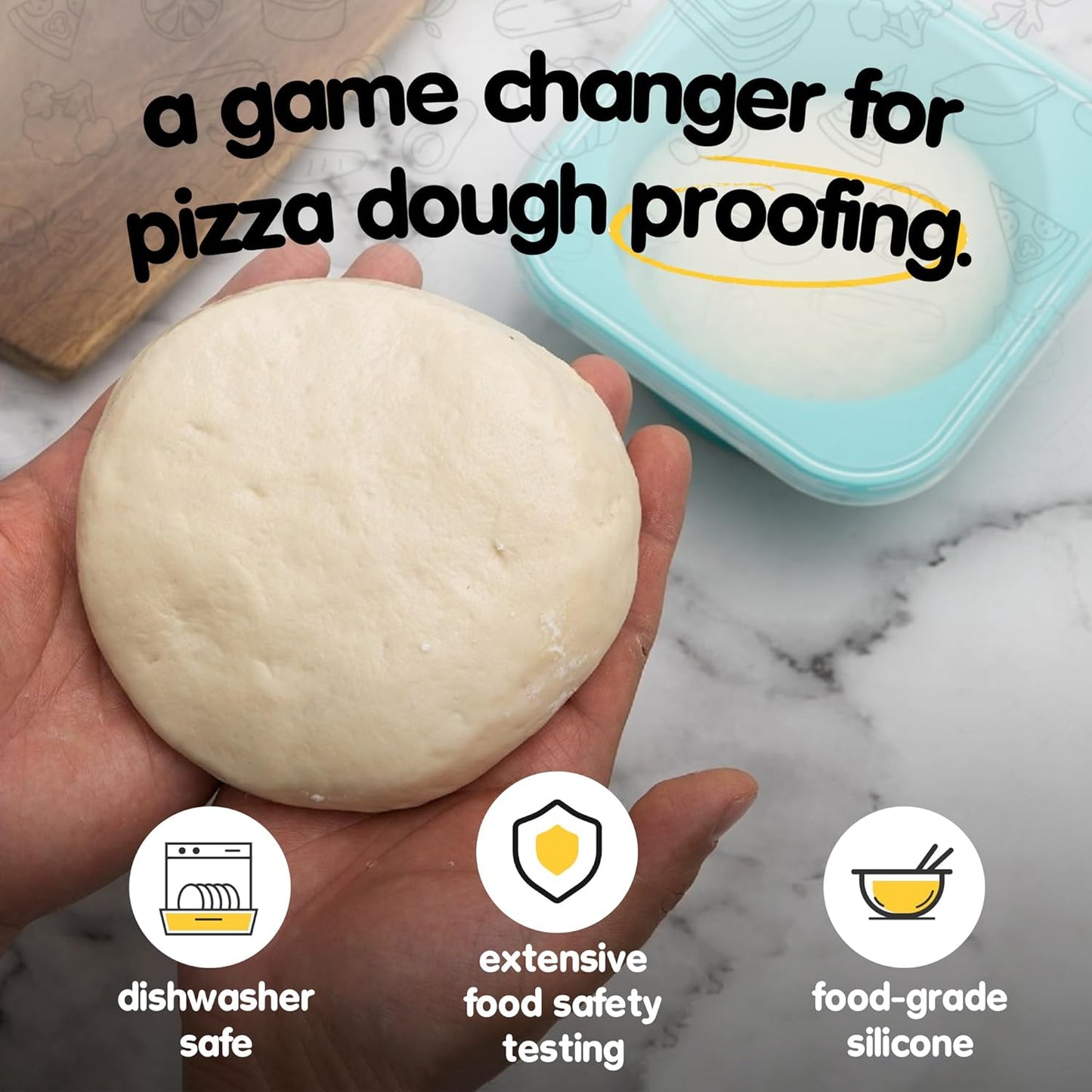 Stackable Silicone Artisan Pizza Dough Proofing Box Proving Containers with Lids pizza making accessories-2 pack-500ml portion (Blue)