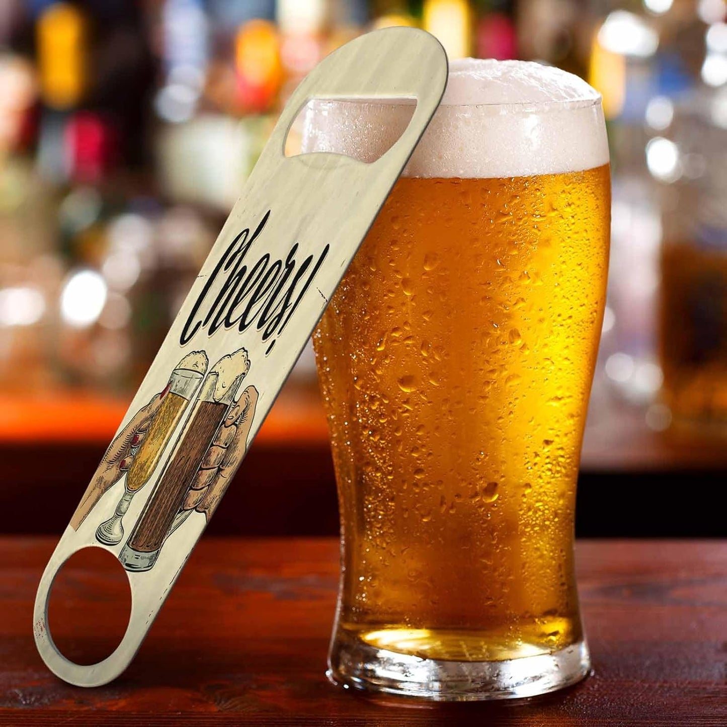 Stainless Steel Bottle Opener - Cheers Hand Holding Glass Beer Cup Celebration Full Liquid Drinks Happy Flat Beer Bottle Opener Keychain for Home Kitchen Bar Restaurant Party Birthday Gift