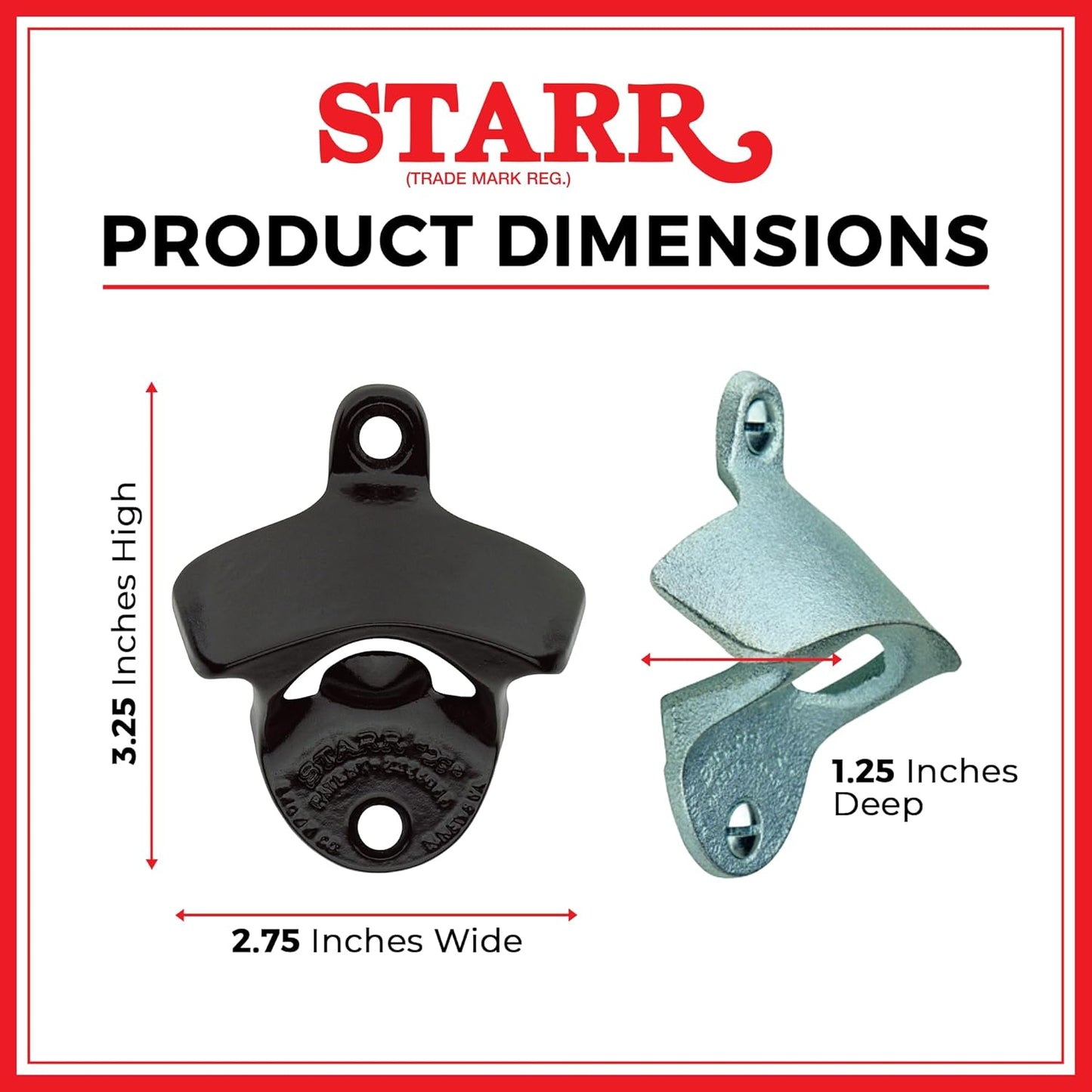 STARR "X" Fireman Shield Wall Mounted Bottle Opener | Heavy-Duty Bottle Opener Wall Mounted for Home Bar, Man Cave, and Patio | Easy Cap Removal, Red