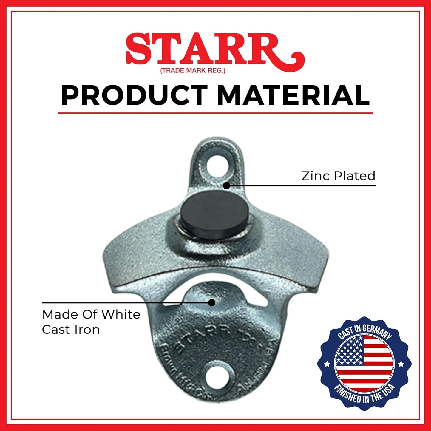 STARR "X" Abre Cerveza Aqui Wall Mounted Bottle Opener – Heavy Duty Metal Bottle Opener for Home Bar, Kitchen, Man Cave, or Patio, Silver