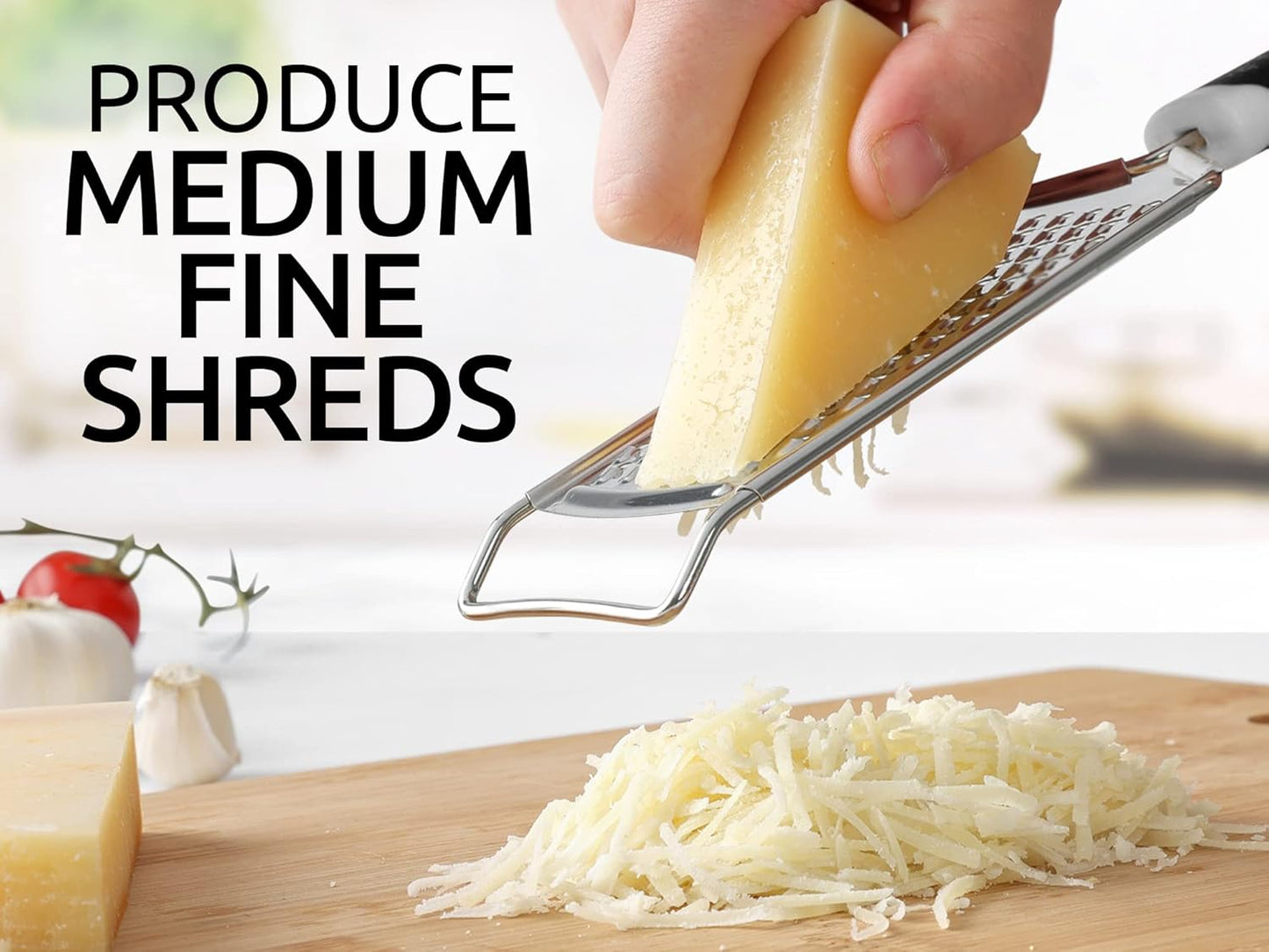 Zulay Kitchen Professional Cheese Grater Stainless Steel - Durable Rust-Proof Metal Lemon Zester Grater With Handle - Flat Handheld Shredder for Parmesan, Chocolate, Spices, And More - 2 Pack - Black