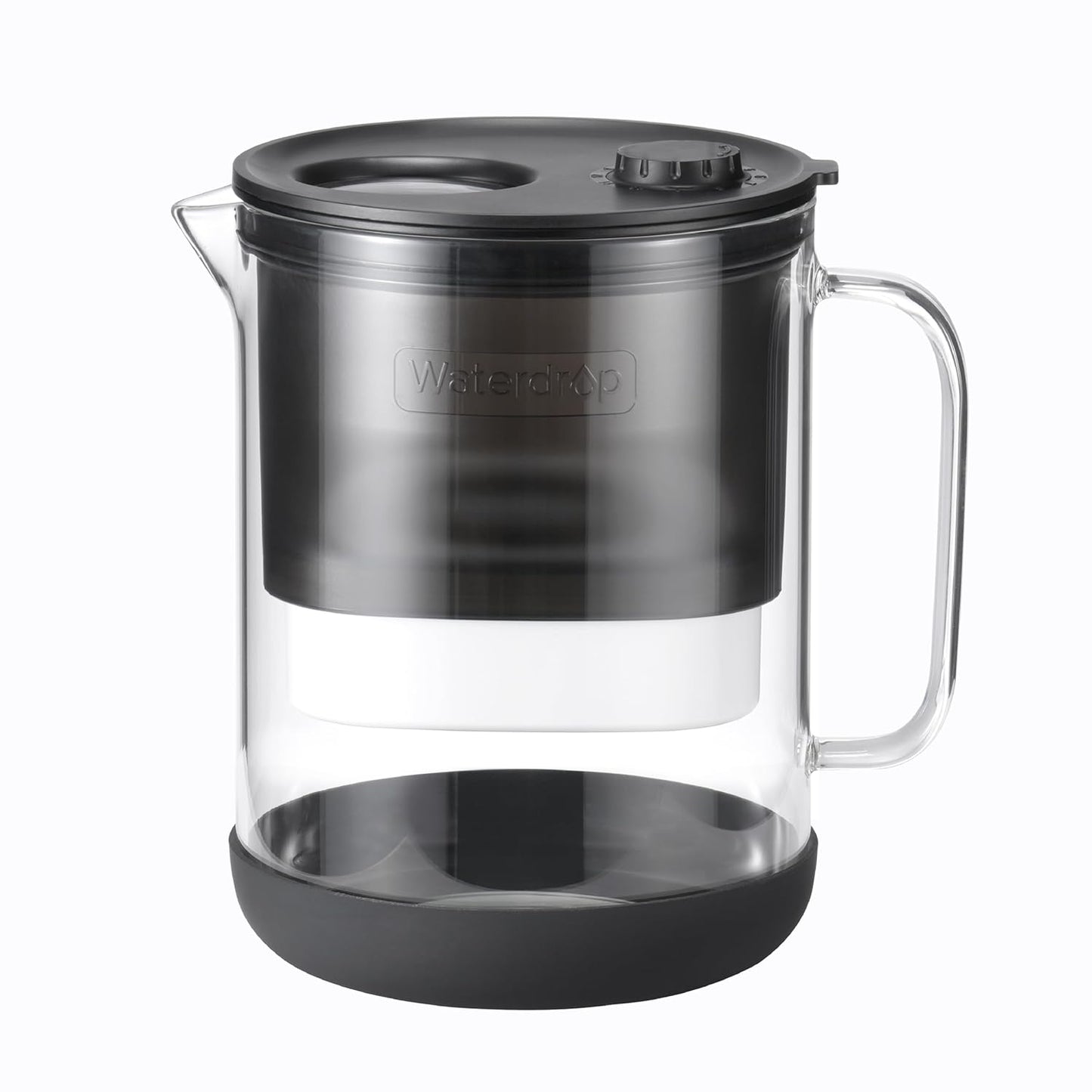 Waterdrop Glass Water Filter Pitcher with 1 Filter, Eco-Friendly, with NSF 53&42&372 Certified Filter, 7-Cup, Reduces PFOA/PFOS, Chlorine, Cadmium, Copper, Mercury, BPA Free, Easy to Clean, Black