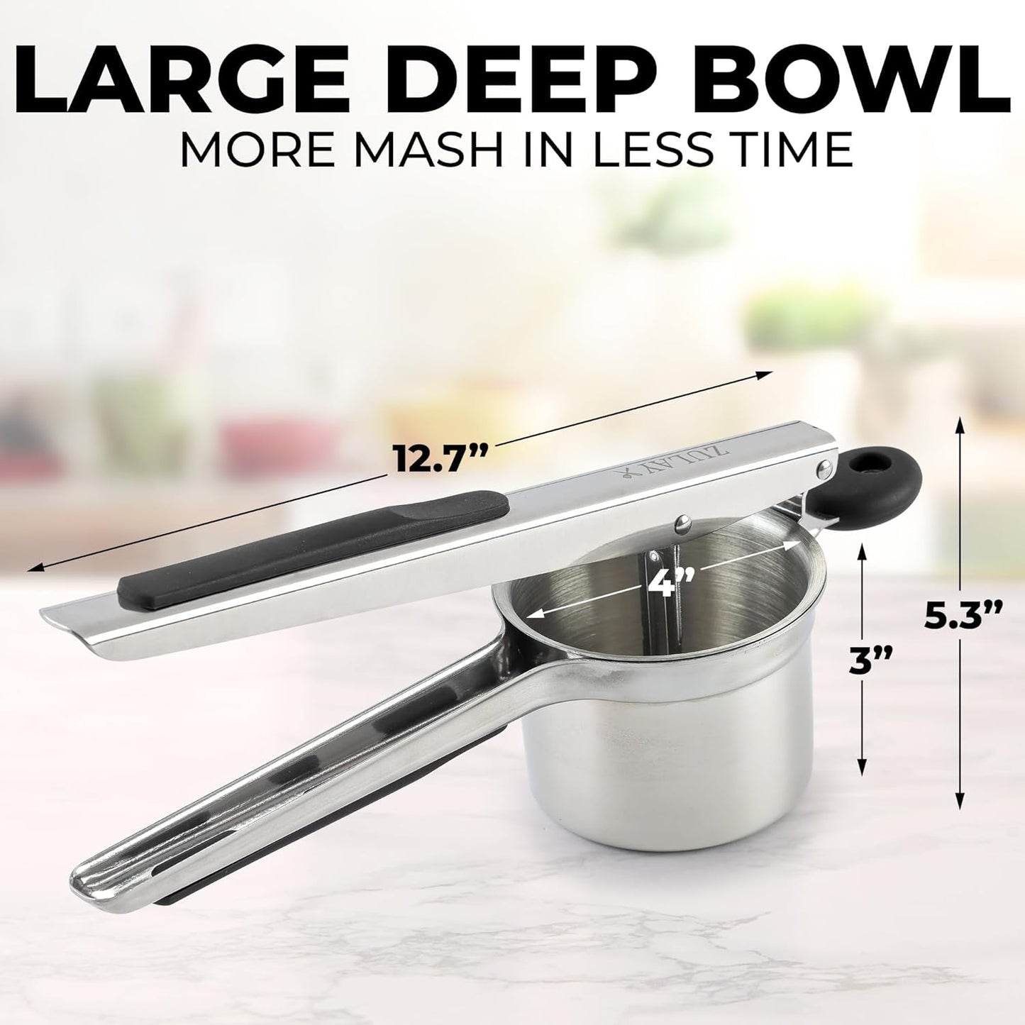 Zulay Kitchen Premium Large 15oz Potato Ricer With 3 Interchangeable Discs, Heavy Duty Professional Stainless Steel Potato Masher and Ricer Kitchen Tool, Press and Mash Kitchen Gadget