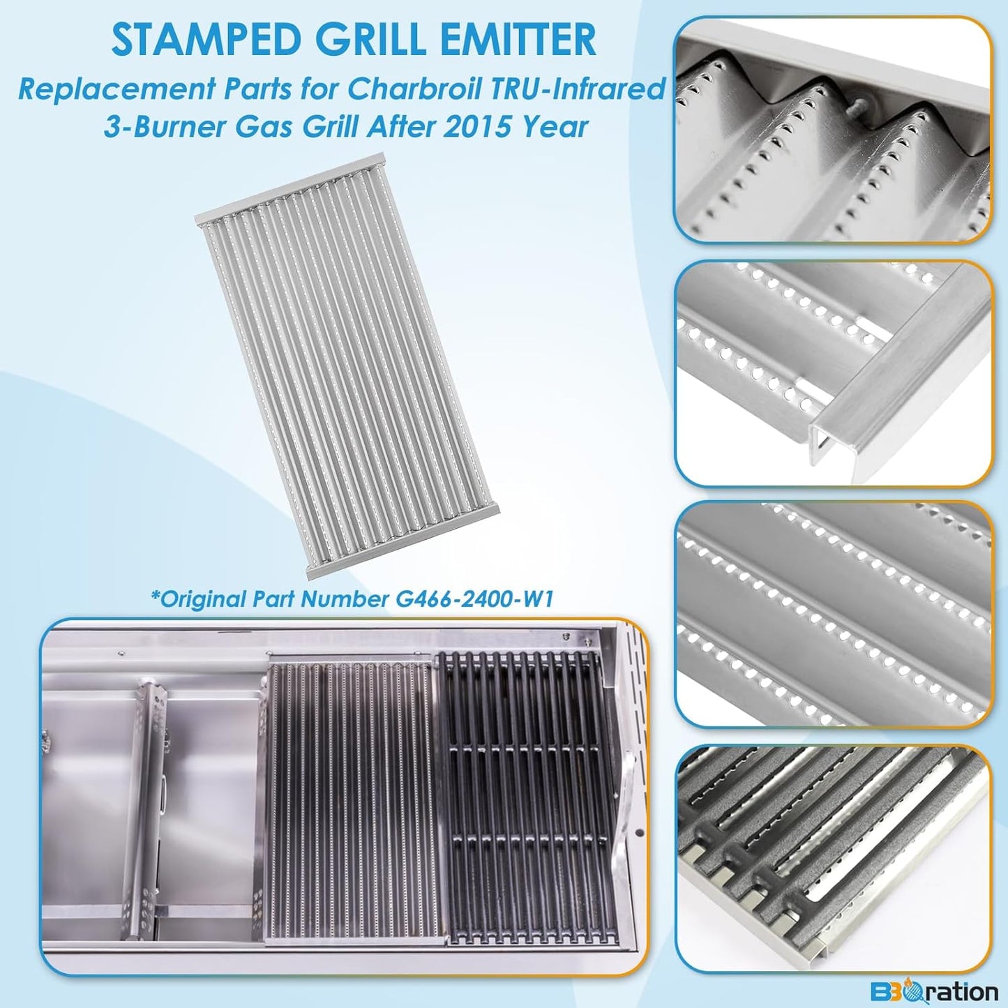 G466-2400-W1 17" Grill Emitter Replacement Parts for Charbroil TRU Infrared 3-Burner 463242516 466242515 466242516 466242615 466242616 463355220 463342420 Charbroil Grill Replacement Parts