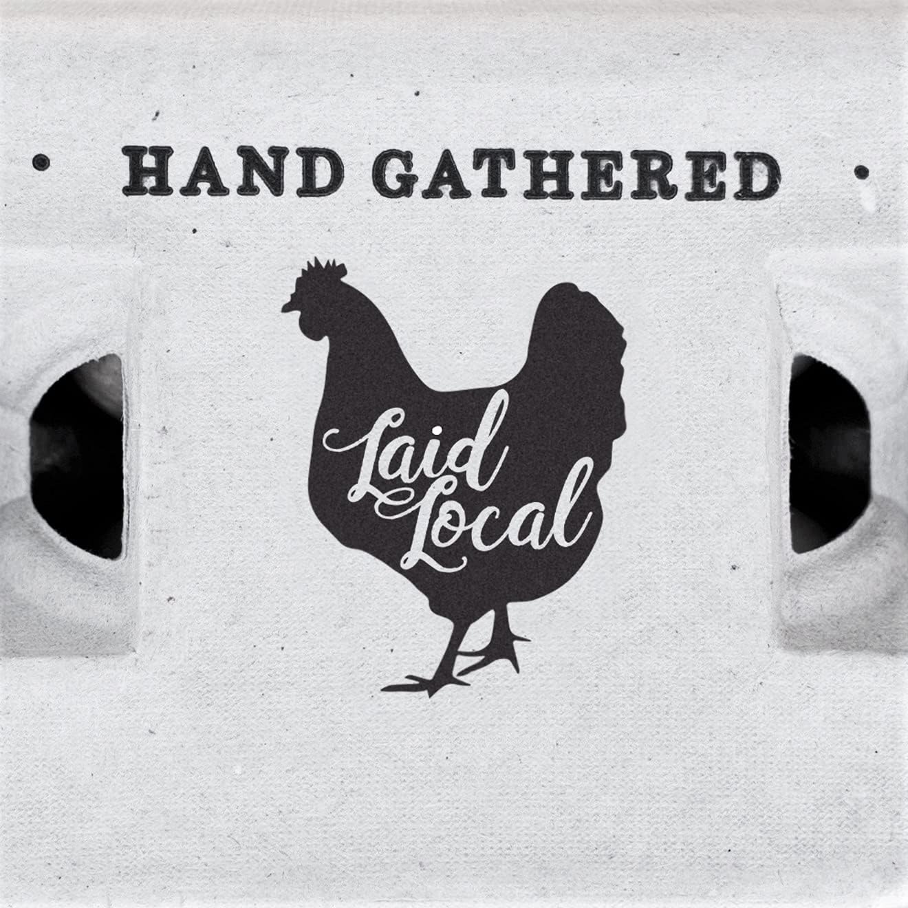 25 Egg Cartons- Adorable Printed Vintage Design for Farm Fresh Eggs, Recycled Paper Cardboard, Sturdy & Reusable, Carton Holds up to XL Chicken Eggs (25, Locally Laid Hen)