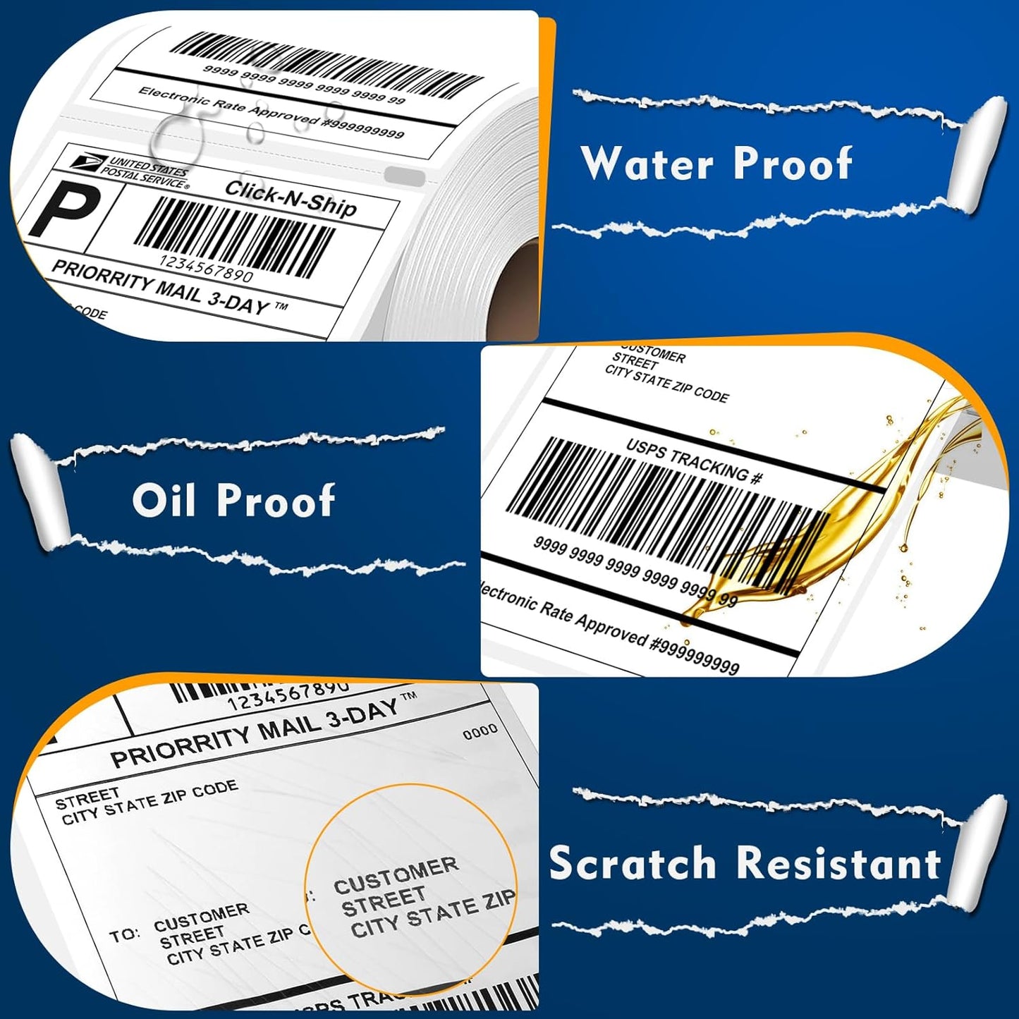 L LIKED 2200 PCS 4"x 6" Direct Thermal Labels White Perforated Shipping Label, Compatible with DYMO 4XL 1744907,Zebra, Rollo, Jadens, Nelko, 220 Labels per Roll, 10 Rolls