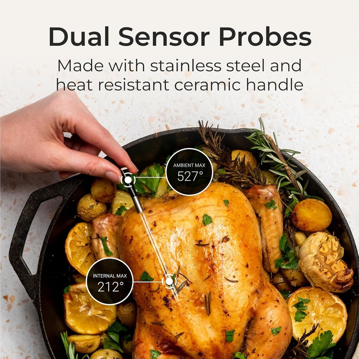 MEATER Plus Bundle: Smart Digital Wireless Meat Thermometer with Microfiber Kitchen Towel & Bar Blade Opener | Grilling, Smoking, Roasting, Baking, & BBQ | Limited Edition Brown Sugar Color