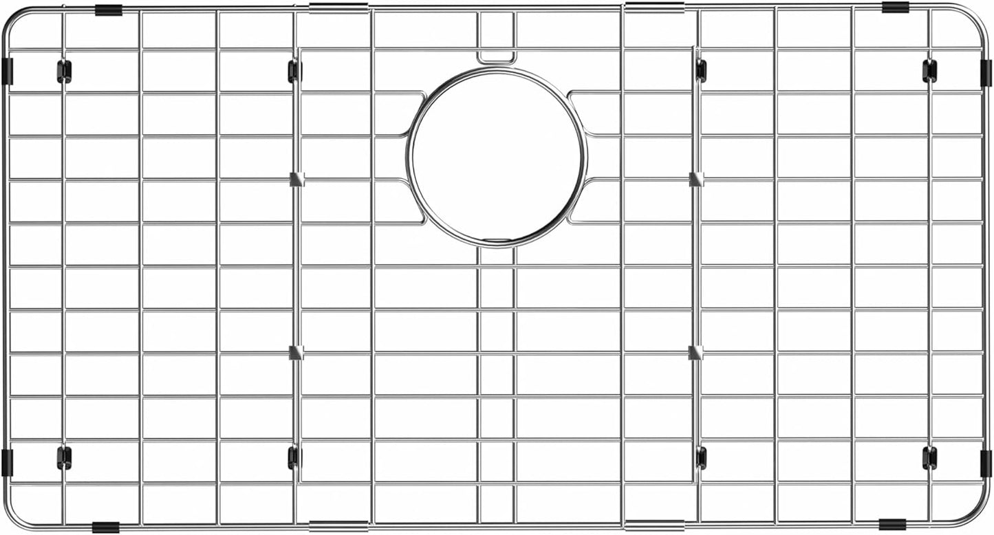 iPEGTOP Sink Rack for Bottom of Sink, Stainless Steel Sink Protector 28-3/8" x 14-3/16" Rear Drain Hole, Detachable Sink Grid Sink Grate with Hole Cover for Kitchen Sink Single Sink Bowl, Three-Piece
