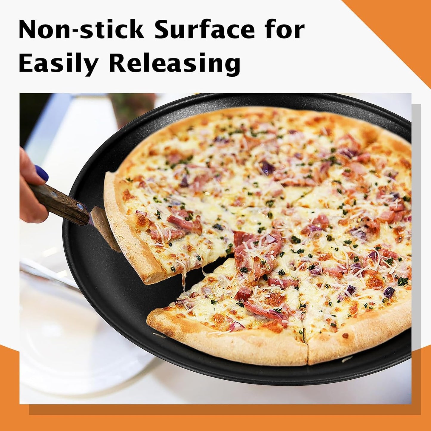 TeamFar Pizza Pan, 12Inch Pizza Tray Round Baking Pans with Stainless Steel Core & Non-stick Coating, for Roasting Cooking, Toxic Free – Set of 4