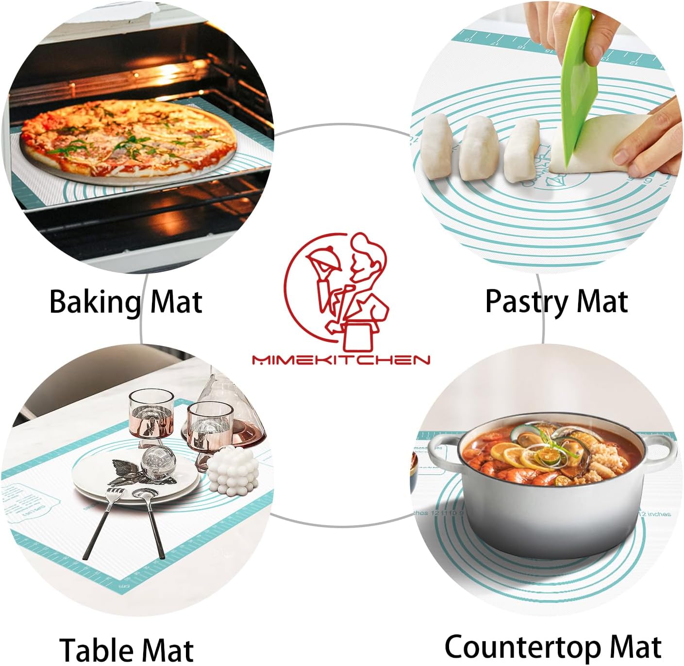 Non-Stick Silicone Pastry Mat, Thick Silicone Baking Mat - Dough Mat for Rolling, Silicone Mat for Baking Cookies Macarons Bread, Extra Large 26 x 16 Inch