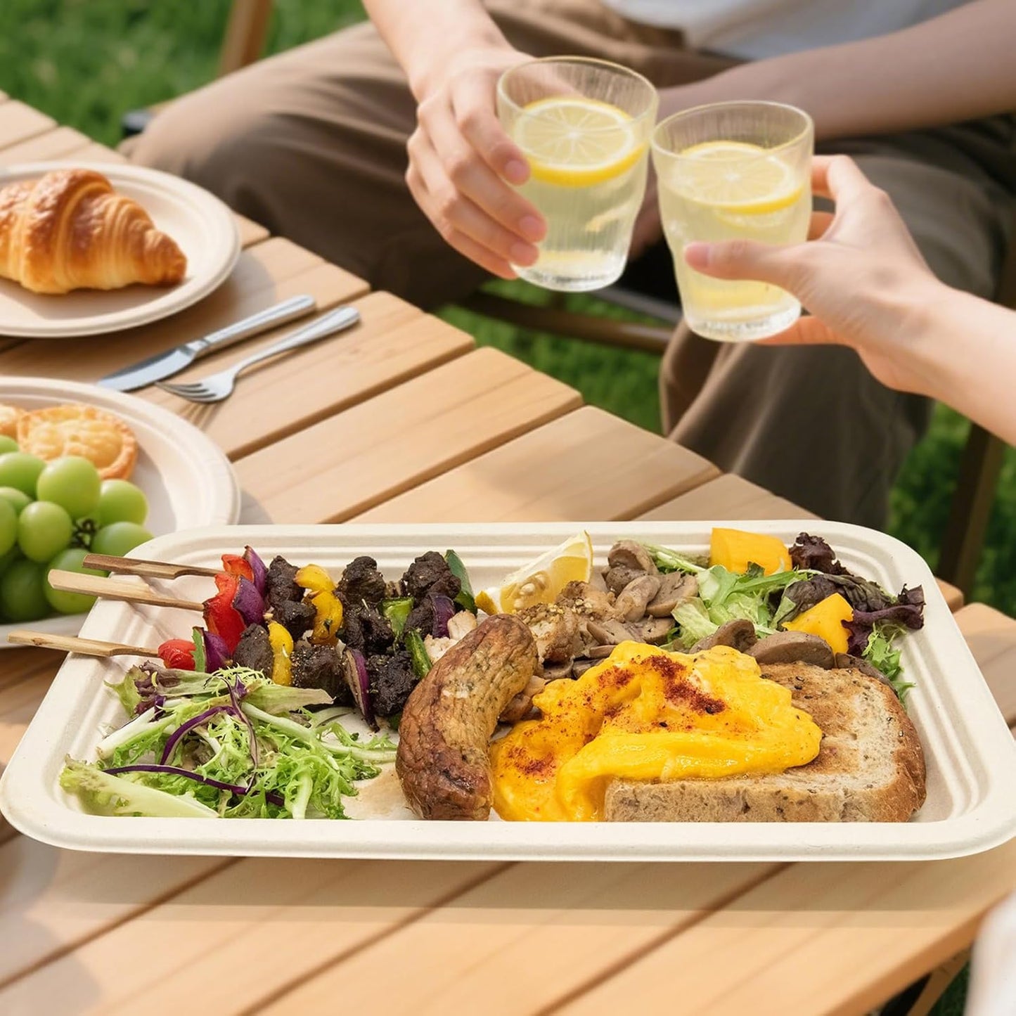 100 Pack 14 Inch Disposable Paper Food Trays for Serving Food, 100% Compostable Heavy-Duty Party Platters, Large Paper Plates for Crawfish Boil Party Supplies, Lobster, Thanksgiving
