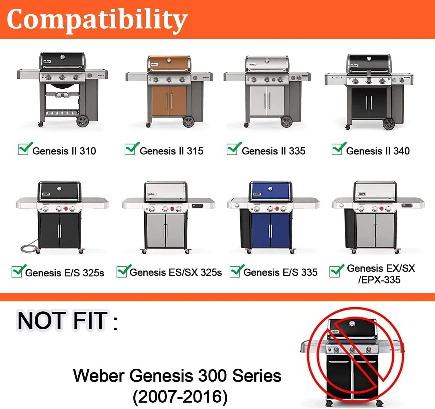 Genesis II Flavorizer Bars Replacement Parts, Genesis II Grill Grate for Weber Genesis II Grill Parts - 66795 66095 Parts for Weber Genesis II 300 Series ii E/S-310 ii E/S-315 ii E/S-335 ii SE-335