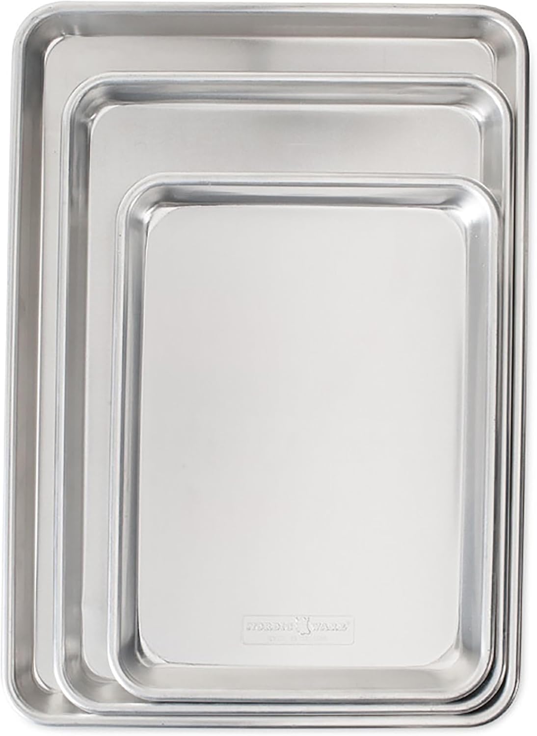 Nordic Ware Naturals 3 Piece Set - USA Made Aluminum Commercial Quality Sheet Pan for Baking or Roasting, Encapsulated Galvanized Steel Rim Prevents Warping; Half Sheet, Jelly Roll and Quarter Sheet