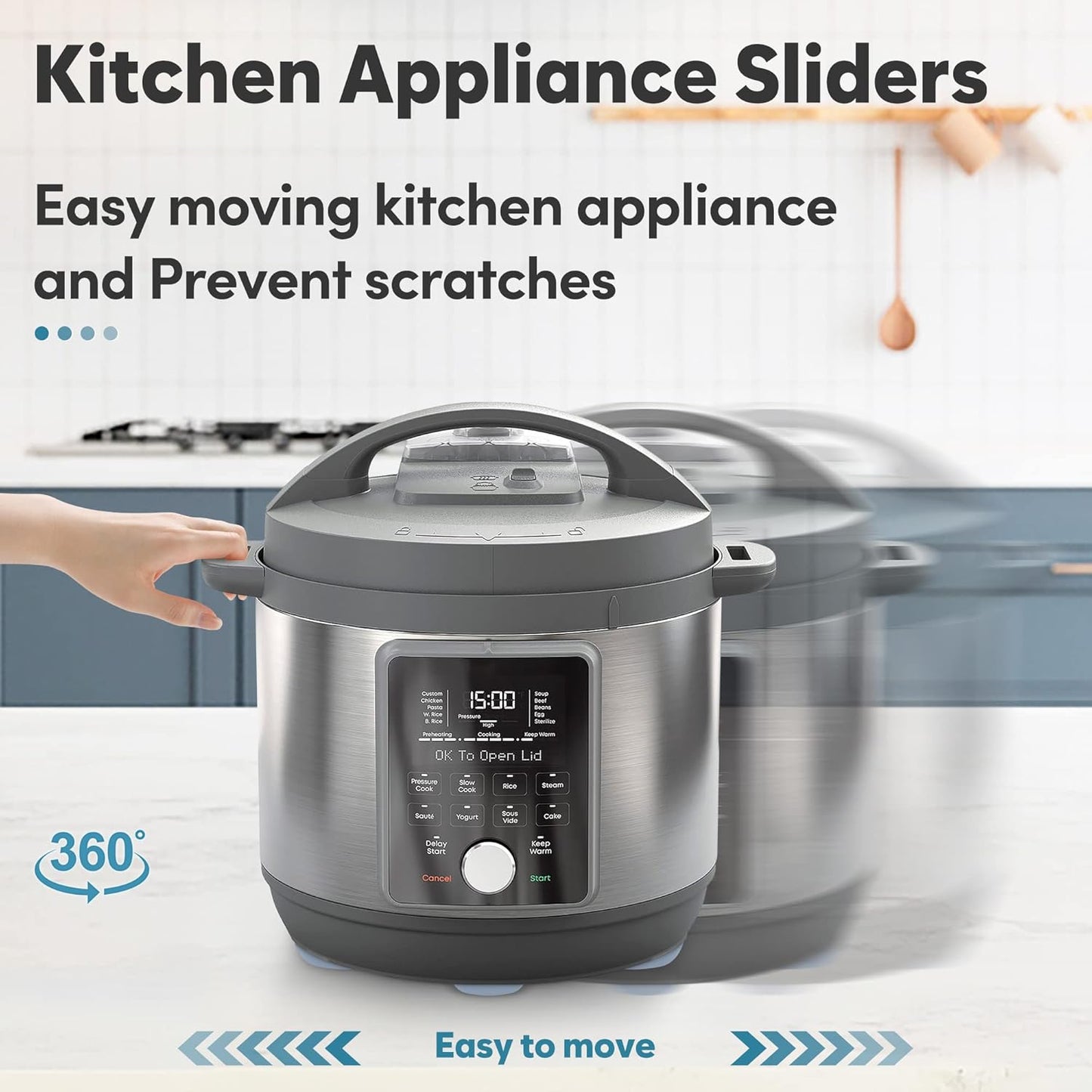 Appliance Slider for Kitchen Appliances, 36 PCS Self-Adhesive DIY Small Kitchen Appliance Slider for Most Countertop Coffee Maker, Air Fryer, Pressure Cooker, Deep Fryer, 3 Size, 19mm+22mm+25mm