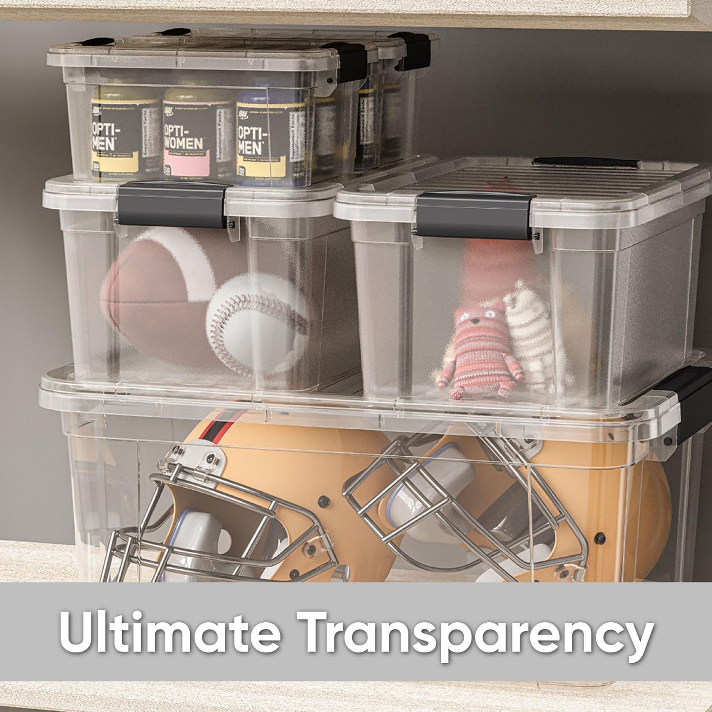 Superio Storage Bins with Lids- 2 Pack, 6.6 Qt Clear Boxes for Organizing, Stackable Plastic Containers- BPA Free, Non-Toxic, Odor Free, Organizer for Home, Office, Dorm