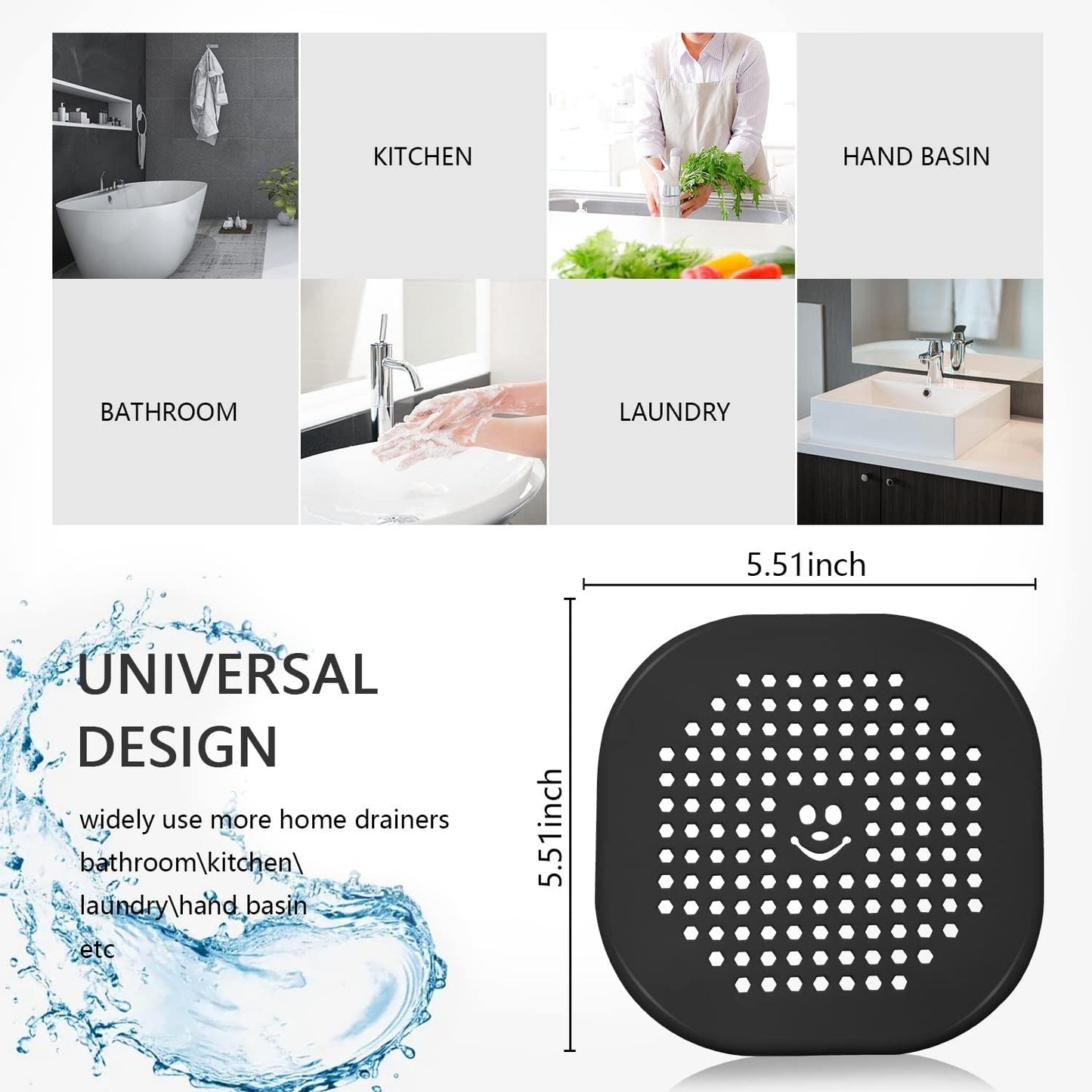 2 Pack Drain Cover Hair Catcher Sturdy Silicone Drain Protector Hair Stopper for Shower Kitchen Bathroom Bathtub Sakura Pink