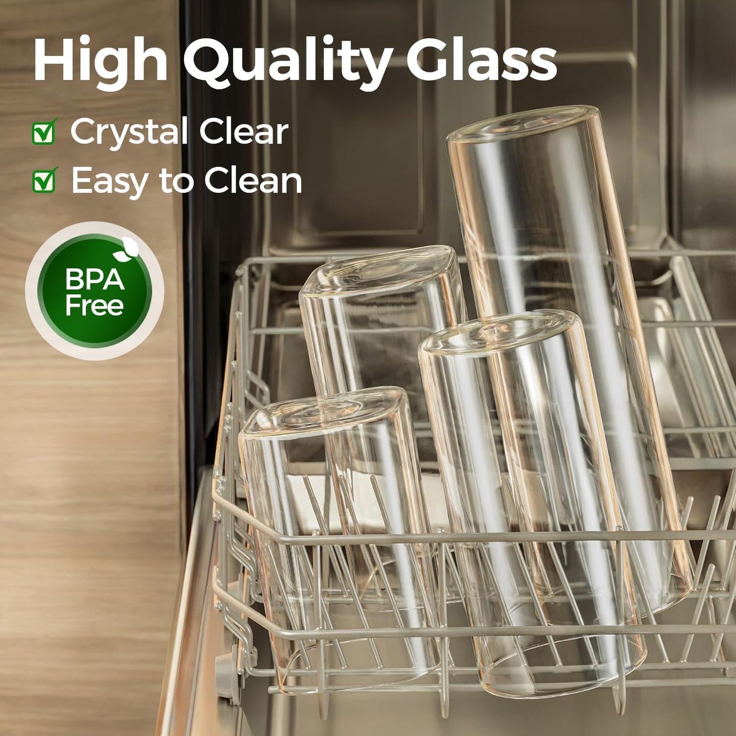 ComSaf Food Storage Containers with Airtight Lids Set of 6, Clear Glass Canister Food Jar with Sealing Lid Kitchen Pantry Storage Container for Spaghetti Pasta Sugar Flour Oat Cereal Beans, Square