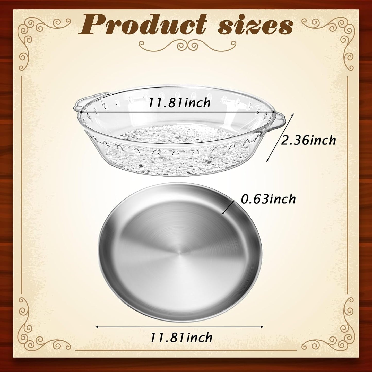 Baderke 1 Set 11.8" Chilled Serving Tray for Parties with Compartments Ice Chilled Party Platter Charcuterie Serving Board Cold Dish Dip for Fruit Seafood Vegetable Shrimp Cocktail (Natural)