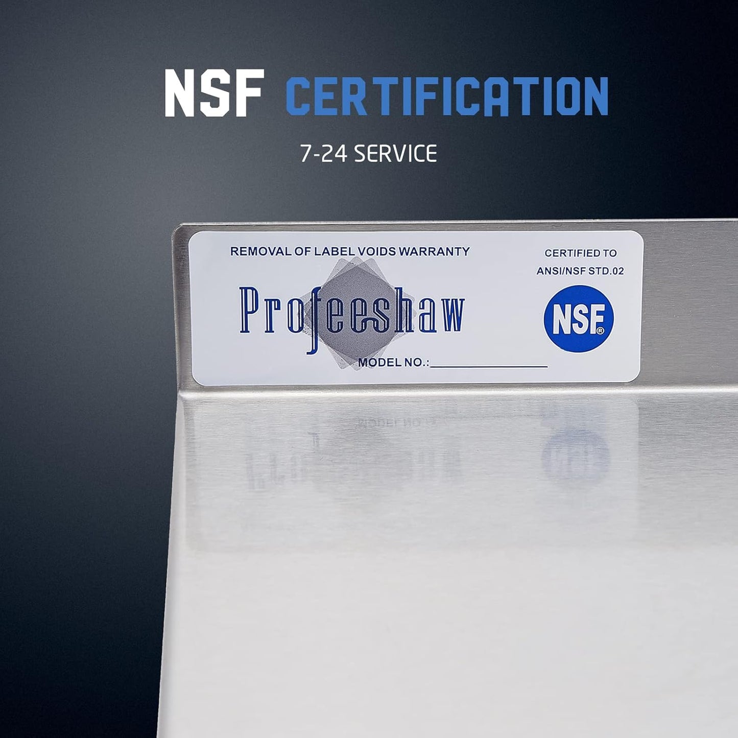Profeeshaw NSF Stainless Steel Shelf 18” x 48”, 400 lb Commercial Shelves Wall Mounted Metal Shelving with Backsplash and 2 Brackets for Restaurant, Bar, Utility Room, Kitchen and Garage
