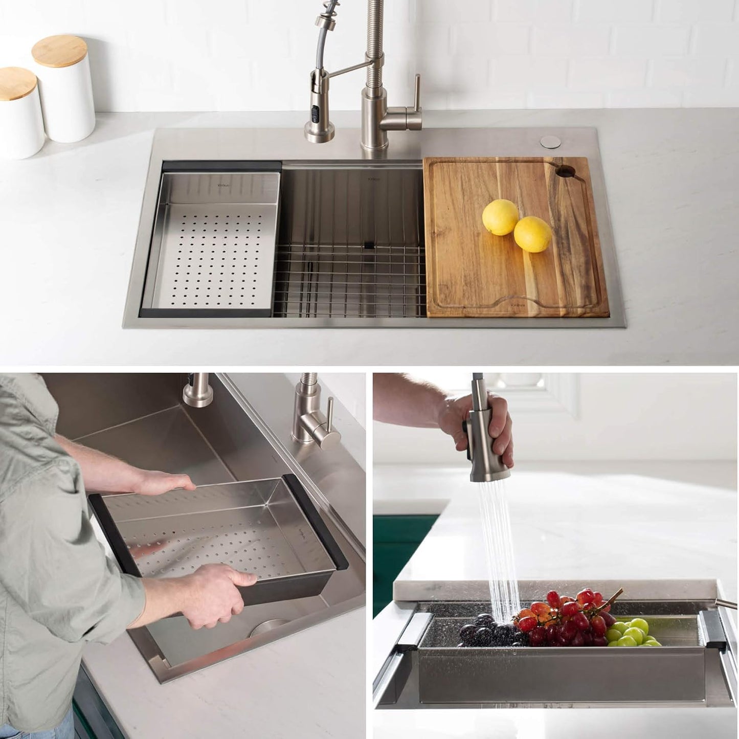 KRAUS Stainless Steel Colander for Workstation Kitchen Sink, CS-6