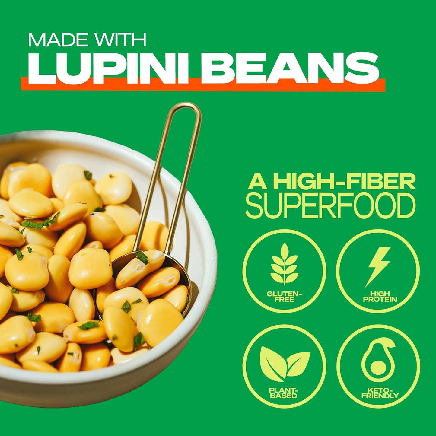 Kaizen Lupin Flour 2lbs – High Protein, Low Carb, Keto Friendly, Gluten Free Ground Lupini Flour – Non GMO, Vegan, Low Calorie, High Fiber Lupin Bean