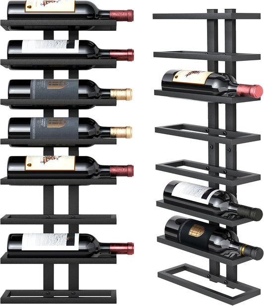 Hoctieon 8 Tier Wall Mount Wine Rack, Wall Racks for Wine Bottles Display and Storage, Hanging Bottle Organizer for Living Room, Dining Room, Wine Cellar, Bar, Black
