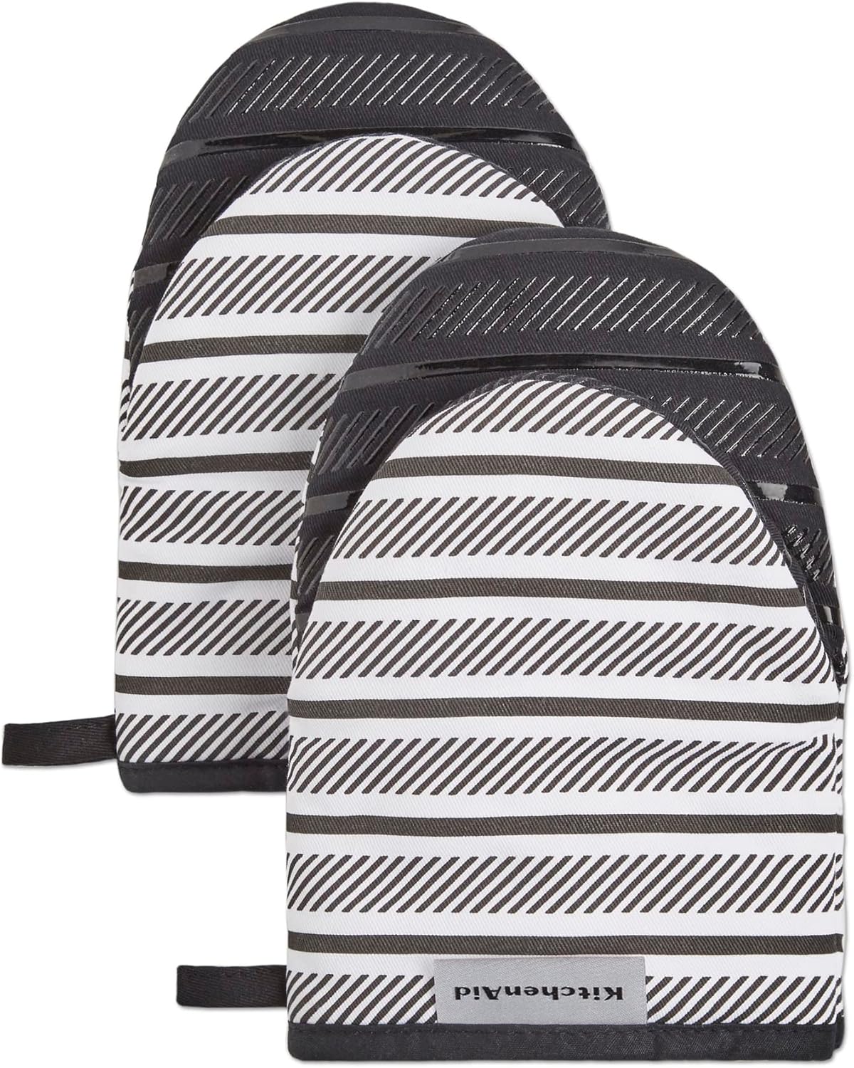 KITCHENAID Albany Mini Oven Mitt 2-Pack Set, Matte Black, 5.5"x8"
