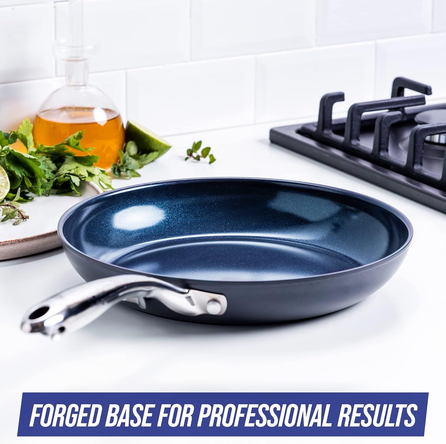 Blue Diamond Cookware Hard Anodized Ceramic Nonstick, 10" Frying Pan Skillet, PFAS-Free, Dishwasher Safe, Oven Safe, Grey