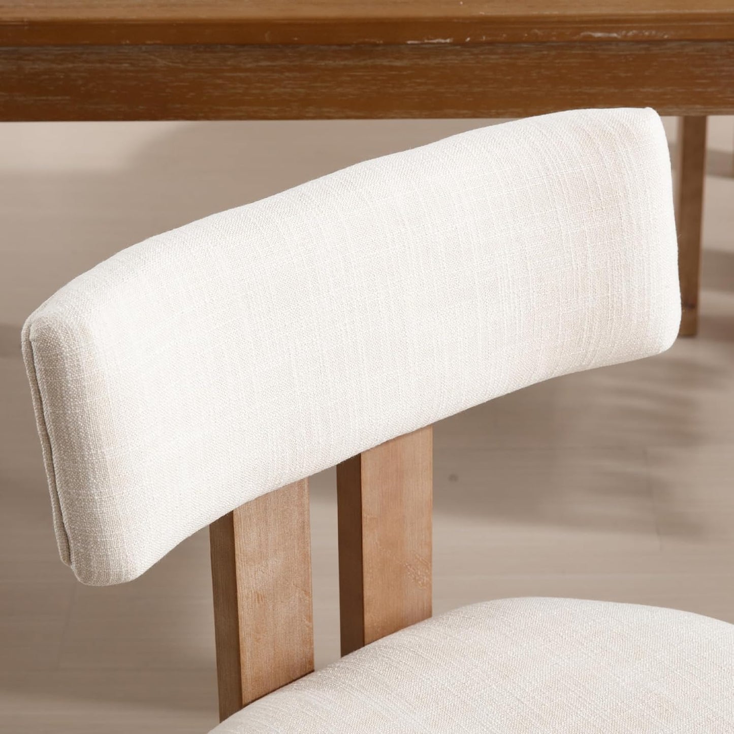 chairus Dining Chairs Set of 4 Linen Fabric Diner Chairs Farmhouse Wood Chairs for Kitchen and Dining Room, Beige