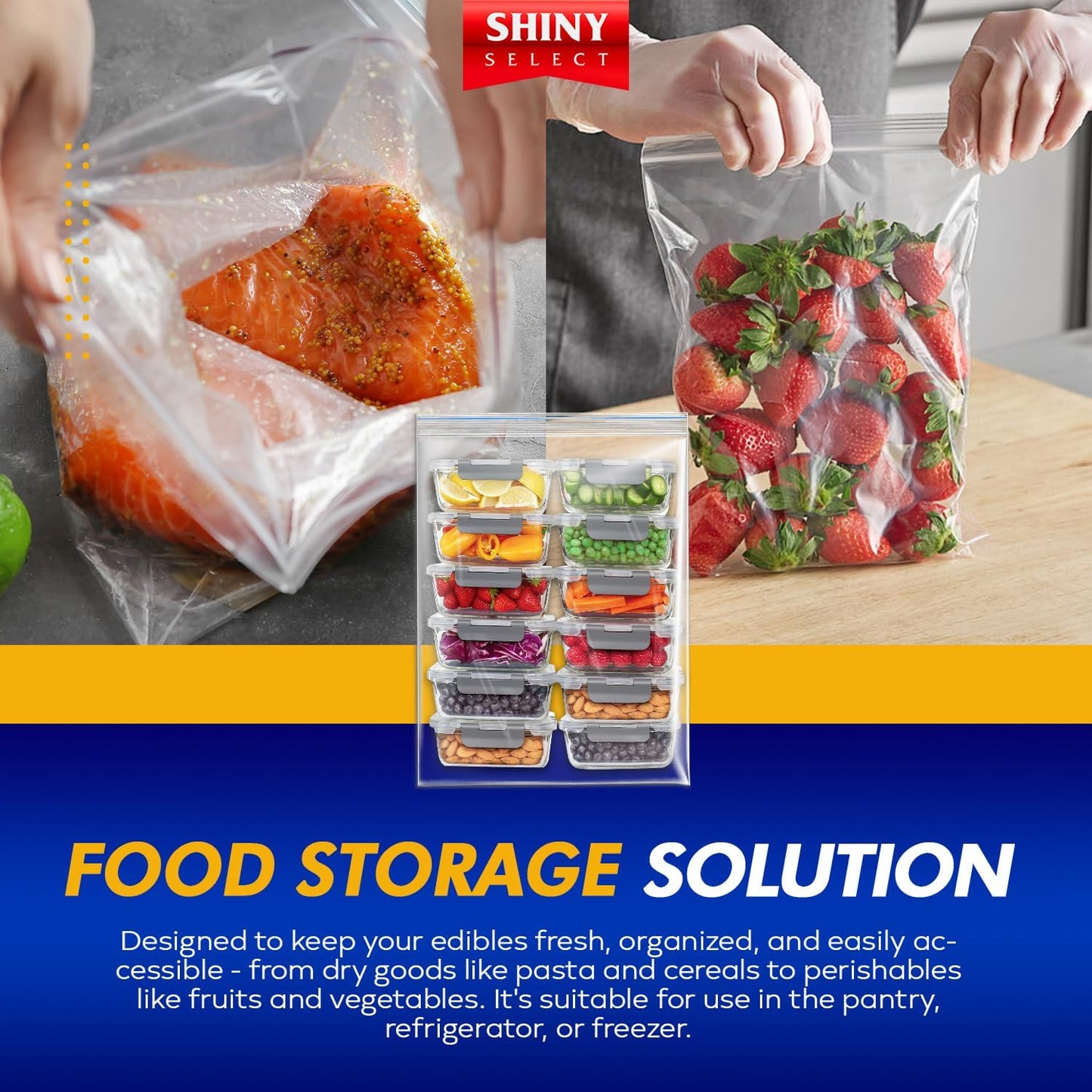 [ PACK OF 72 ] Large Resealable 3 Gallon Clear Reclosable Bags for Freezer, Brining, Food Storage, Bedding, Clothing, Organization, Moving, Packing or Travel 16" x 18" Jumbo Size