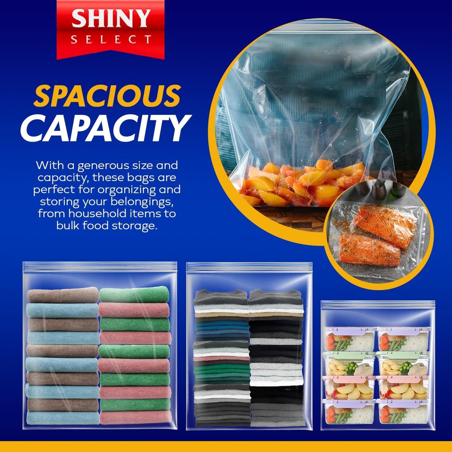 [ PACK OF 72 ] Large Resealable 3 Gallon Clear Reclosable Bags for Freezer, Brining, Food Storage, Bedding, Clothing, Organization, Moving, Packing or Travel 16" x 18" Jumbo Size