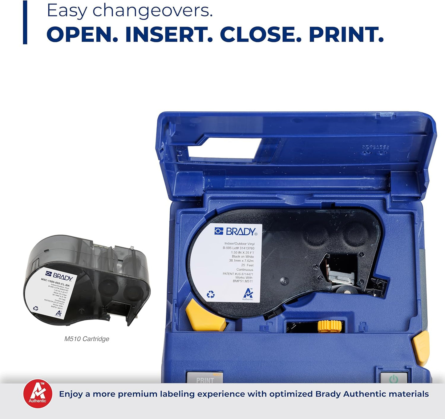 Brady M510 Portable Industrial Label Printer Kit with Laboratory ID Software, Carrying Case, Label Cartridge, Rechargeable Battery and Charger, 3.75" H x 5.75" W x 10" D