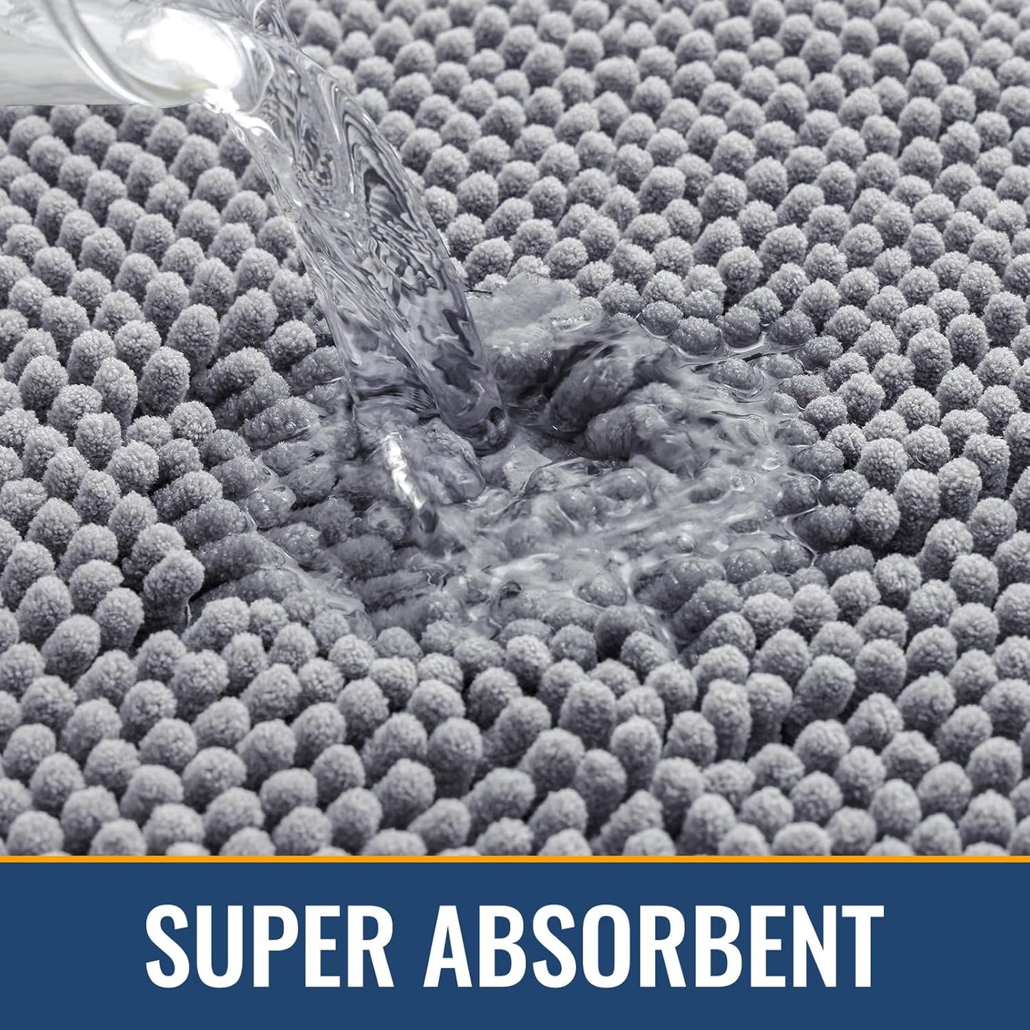 Arotive Bathroom Rugs 70x24, Extra Soft Absorbent Shaggy Chenille Bath Rugs, Machine Washable Rubber Backing Non-Slip Bath Mats for Bathroom Floor Tub and Shower, Home Decor Accessories, Grey