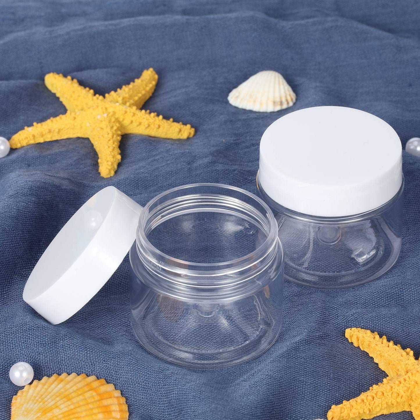 SATINIOR 6 Pack 4 oz Plastic Jars Containers with Lids Wide-mouth Refillable Leakproof Reusable Round Empty Jars for Travel Cosmetic Dry Food Spice Candy Cookie Home Kitchen Organizing(White)