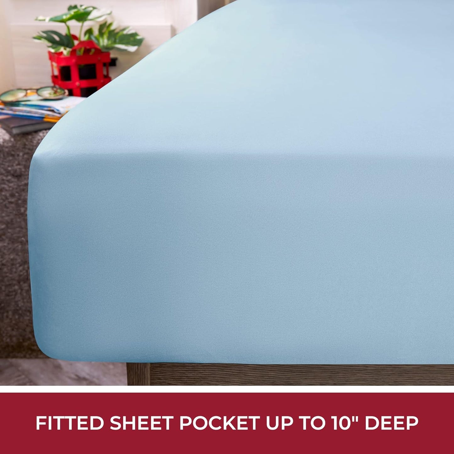 Mellanni RV Short Queen Sheets - 4 PC Iconic Collection Bedding - Hotel Luxury, Extra Soft, Cooling Bed Sheets - Deep Pocket up to 10 inch (RV/Short Queen, Blue Hydrangea)