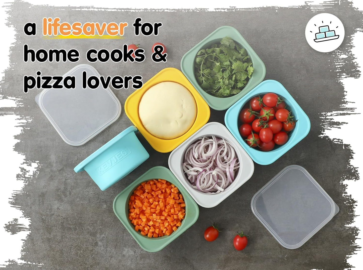 Stackable Silicone Artisan Pizza Dough Proofing Boxes Proving Containers with Lids pizza making accessories-3 pack-500ml portion (Green)