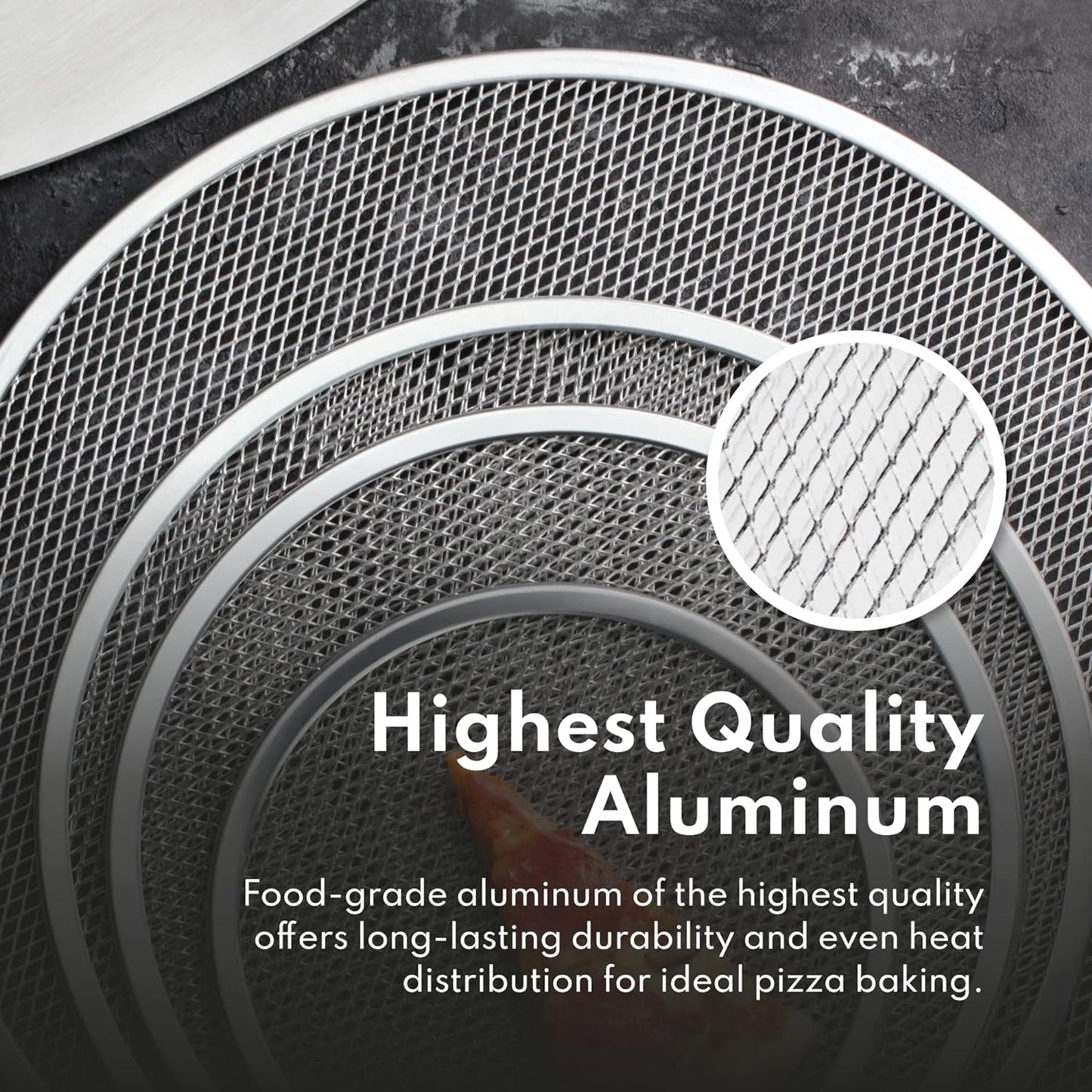 New Star Foodservice 50998 Restaurant-Grade Aluminum Pizza Baking Screen, Seamless, 20-Inch, Pack of 6