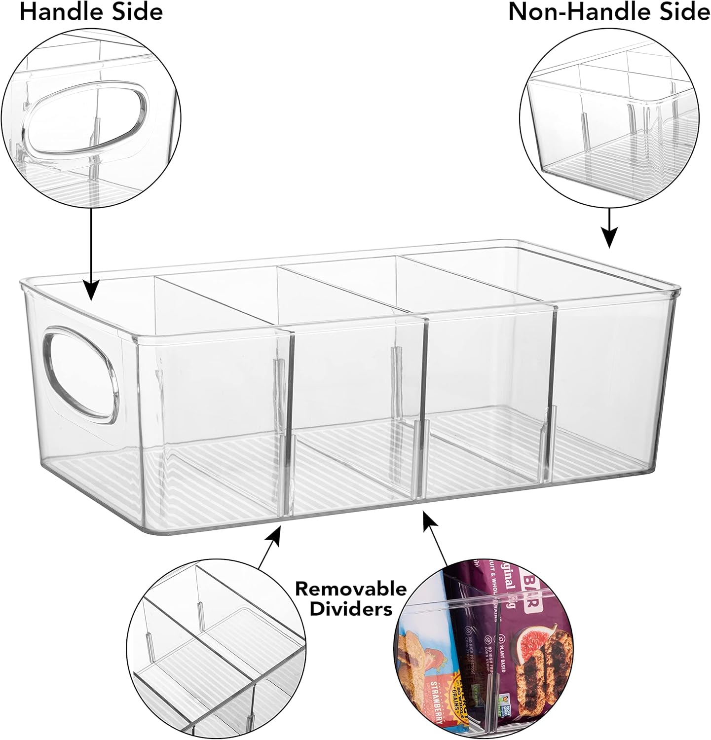Pantry Organizers and Storage and Cabinet Organizer, 4 Pack - Kitchen Organizers and Storage, Great Fridge or Snack Organizer - Perfect in Refrigerator or Cupboard Shelf